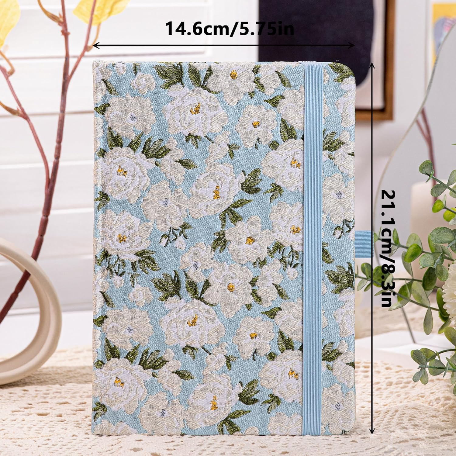 TIEFOSSI Lined Journals for Writing Aesthetic Floral Notebook, College Ruled Notebook A5 Hardcover Notebooks for Women & Girls, 100GSM 316 Numbered Pages, Travel, Business, Work, Office, School Taking - Blue image number 1