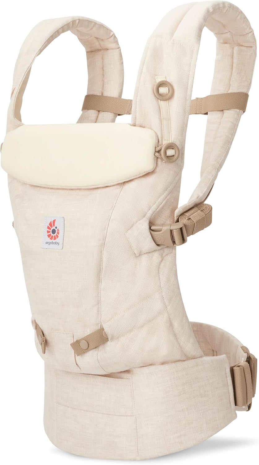 Ergobaby Adapt Leinen Baby Carrier for Newborns from Birth, 3 Positions Ergonomic Baby Belly Carrier, Back Carrier, Baby Carrier, Natural Linen
