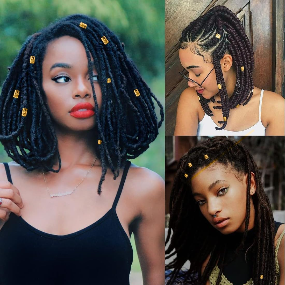 BEPSYOM Pack of 60 Aluminium Dread Lock, Metal Cuffs Dreadlocks, Hair Accessories, Braiding Hair Jewellery, Dreadlocks Accessories (Gold) image number 2