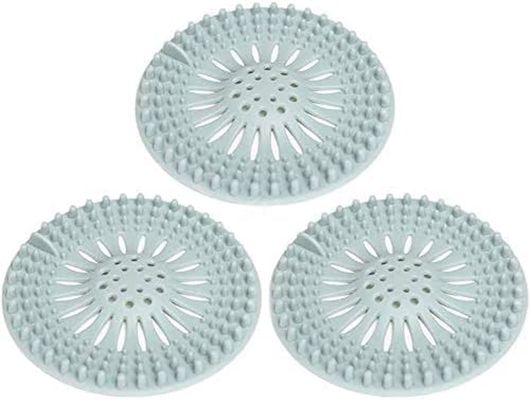 3 Pack Pet Dog Hair Catcher Shower Drain Cover,Hair Stopper Drain Protector Universal Silicone Sink Strainer for Bathtub Kitchen and Bathroom (Blue, One Size) image number 5