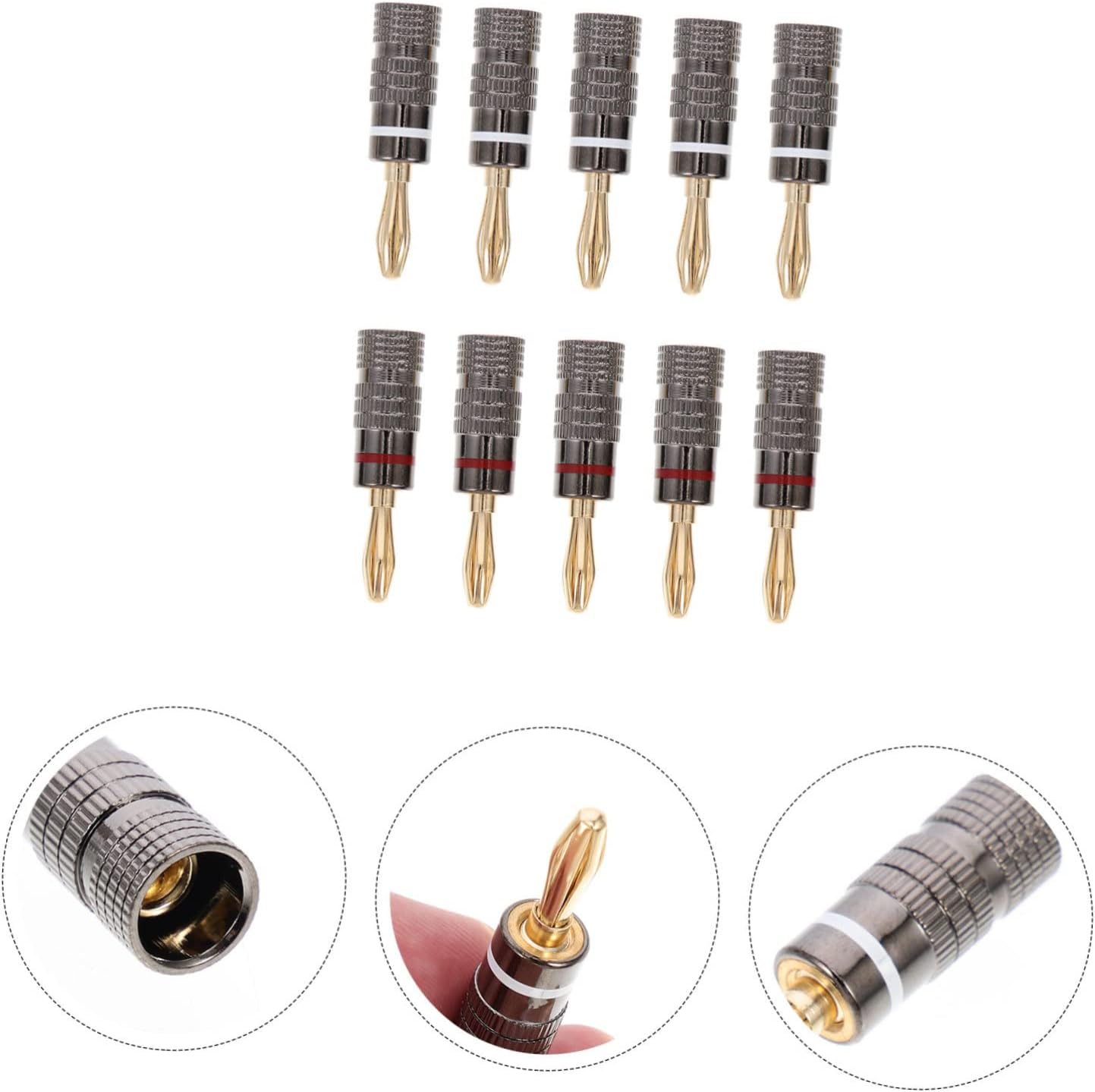 LIFKICH 10Pcs Gold-Plated Copper Banana Plug Audio Connector 4Mm Speaker Wire Clips for Home Theater and Hi-Fi Systems in Australia image number 5