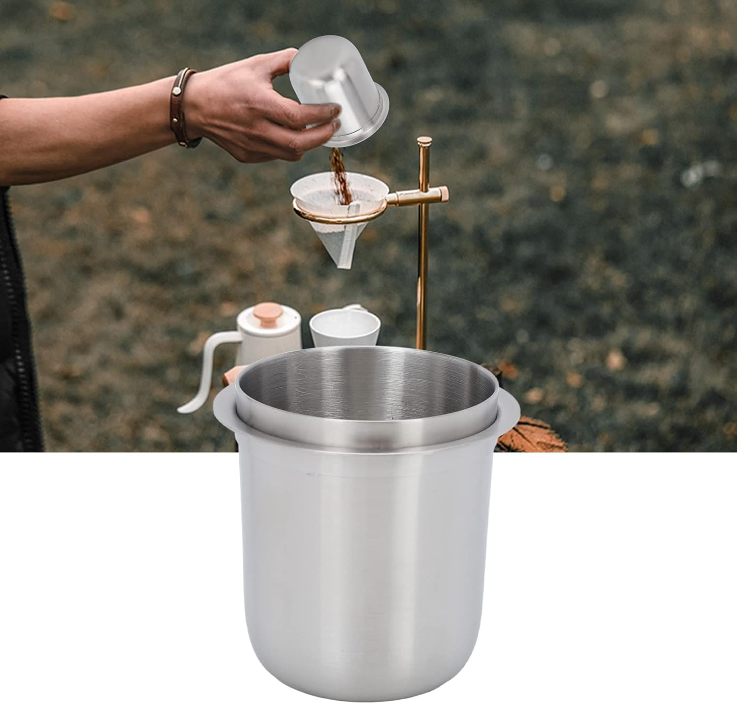 Dosing Cup, 58Mm Stainless Steel Coffee Dosing Cup, Portafilter Dosing Cup, Espresso Dosing Cup for Coffee Tamper, Espresso Coffee Machine Tools, Fits 58Mm Portafilters (Silver) image number 2