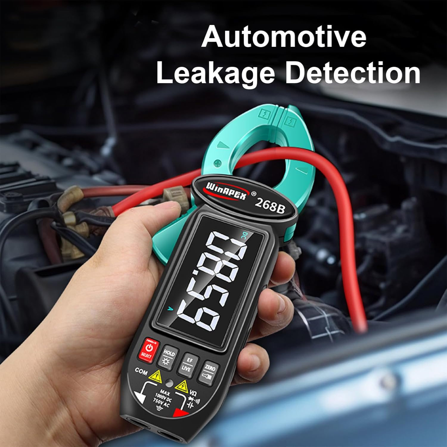 Digital Clamp Meter Multimeter: 6000 Counts Amp Voltage Tester Auto-Ranging with AC/DC Voltage, Capacitance, Resistance, Ohm, Continuity, Diode, Hz, Temp Test image number 2