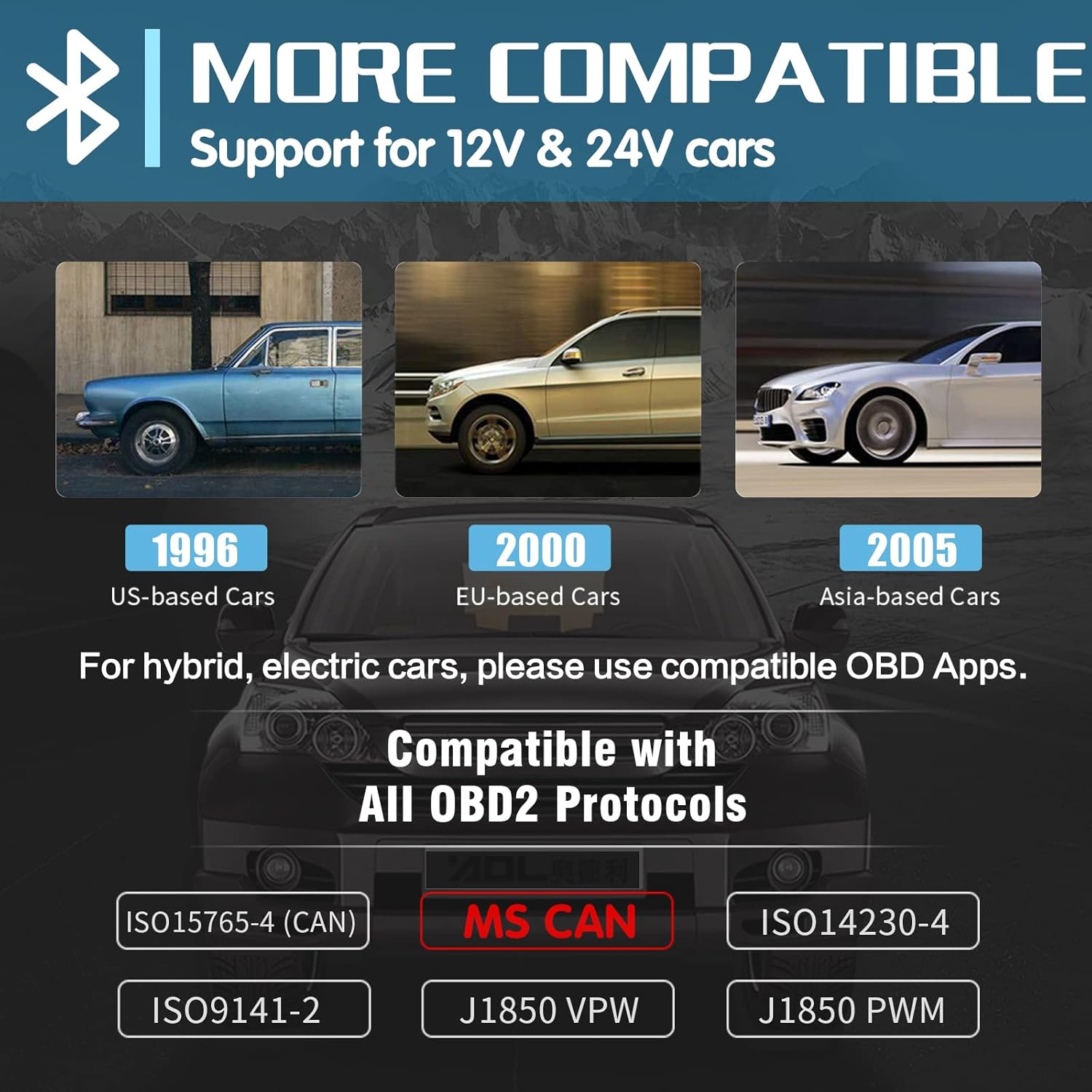 Vgate Vlinker FS Bluetooth OBD2 Diagnostic Scan Tool, OBDII Car Code Reader for Ios, Android & Windows image number 1