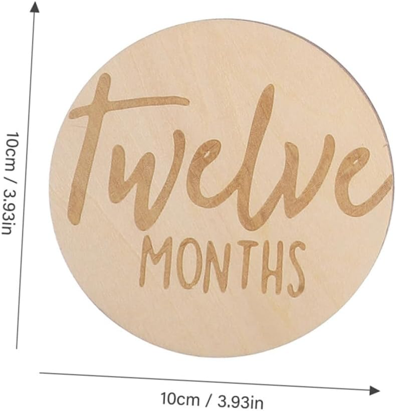 12 Pcs Double Sided Wooden round Monthly Milestone Discs Growth Marker Photo Props Pregnancy Journey Sign Durable and Sturdy Room Decor Parents image number 1