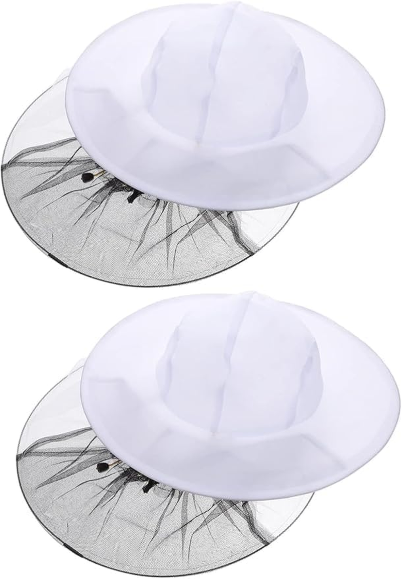 2Pcs Beekeeping Hat, Beekeeper Veil Hat, Beekeeping Equipment, Beekeeping Smoke Machine for Beekeeping Net Anti-Mosquito Hat Net Hat Beekeeper Net Fishing Hat Textile Honeycomb (White) image number 2