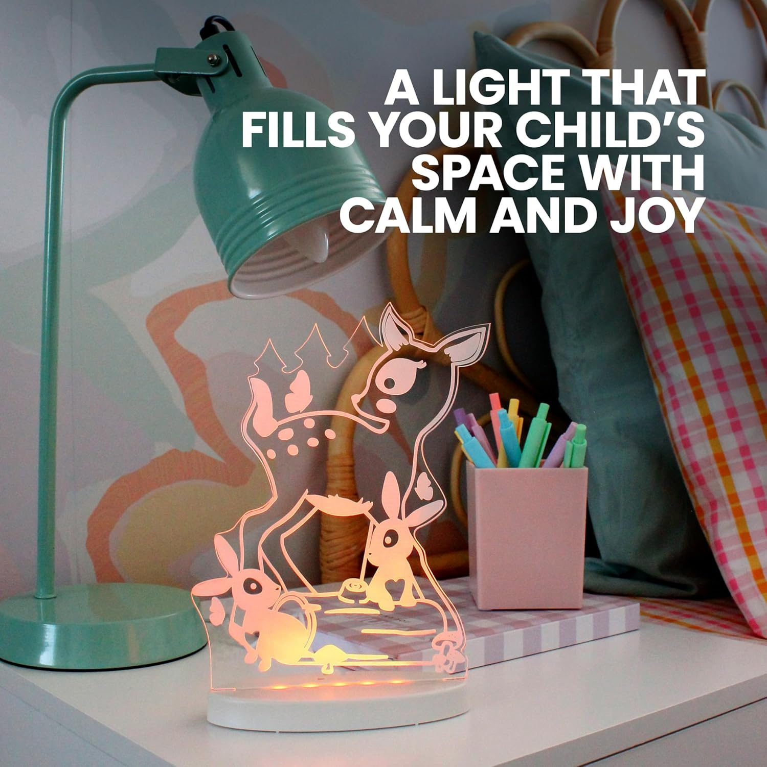 Duski Dream Night Light-Woodlands Plug-In Night Light for Kids | 13 Colour LED Lamp with Timer, Dimmer & Remote | USB Powered | Safe & Soothing Bedside Light for Baby, Toddler & Nursery image number 2