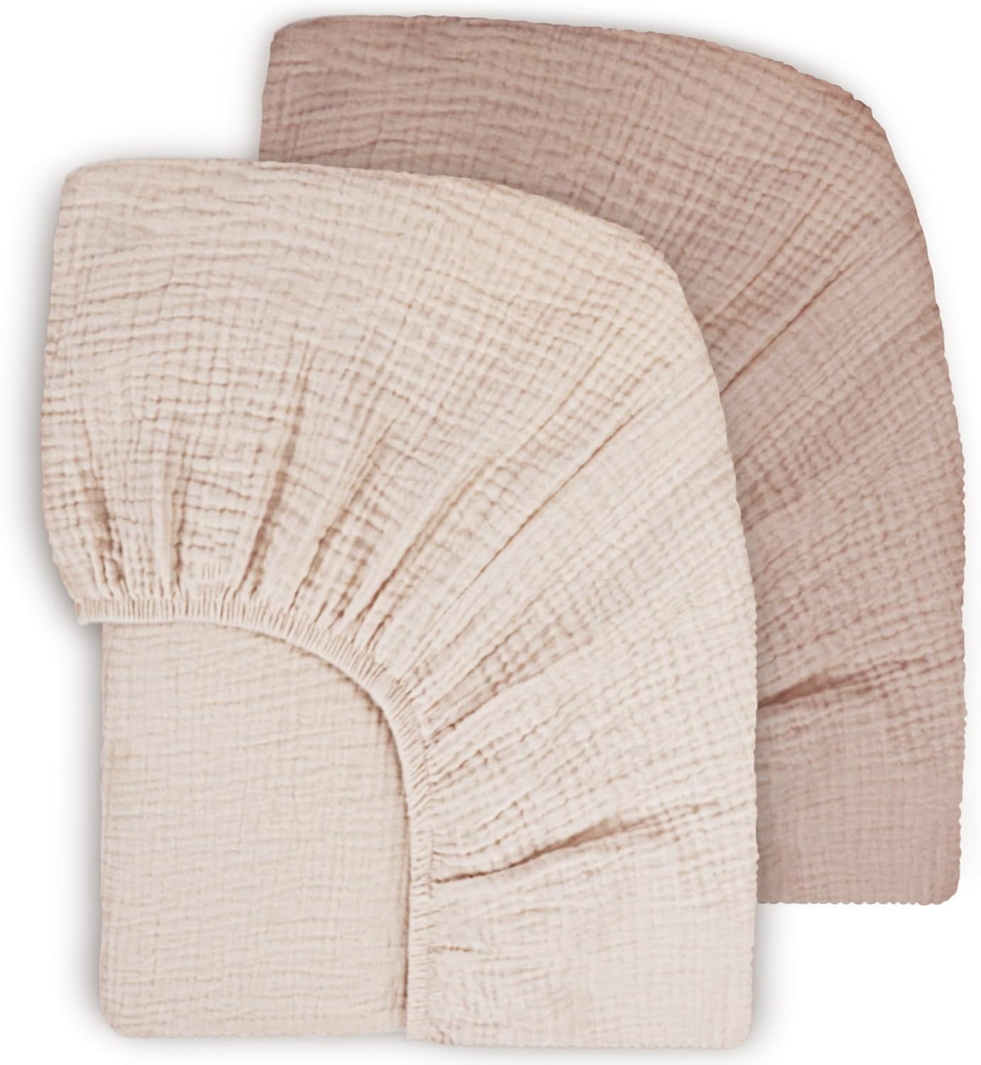 Bearmoss Muslin Cot Sheets Fitted,100% Cotton Baby Cot Sheets Soft Breathable Nursery Cot Fitted Sheets 133Cm X 71Cm for Standard Cot Mattress Toddler Bed Mattress 2 Pack(Cream Star)