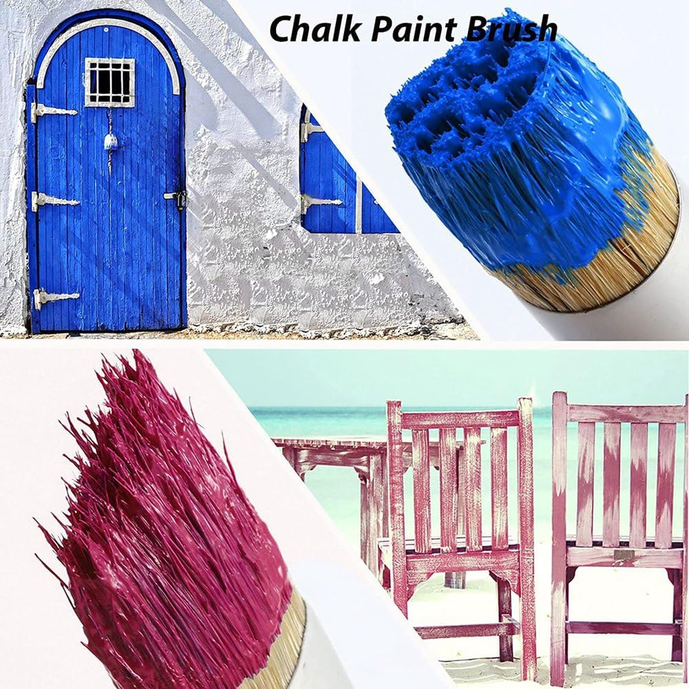 Elqater Chalk and Wax Paint Brushes for Acrylic Painting Bristle Stencil Brushes for Wood Furniture Home Decor