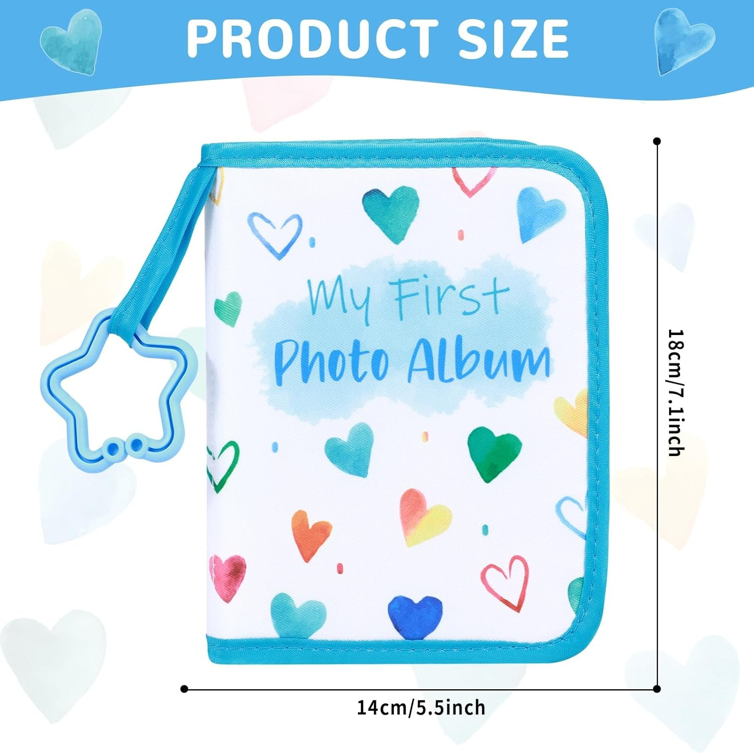 Baby'S My First Family Album Soft Photo Cloth Book Blue Heart My First Book of Photos Baby Memory Album Gift Holds 4X6 Pictures for Babies Newborn Toddler & Kids Baby Shower image number 4