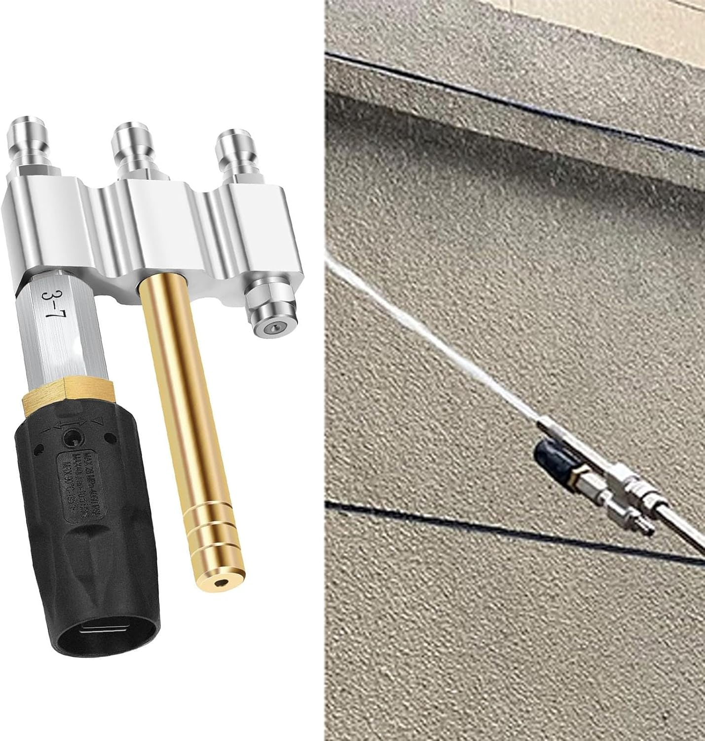 3 in 1 Pressure Washer Chemical Nozzle, Long Range Wash Nozzle for 3-7 GPM, Tip M5 Twist, 1000 to 6000Psi, 0 to 60&deg; Spray Pattern, 1/4In Quick Connect image number 3