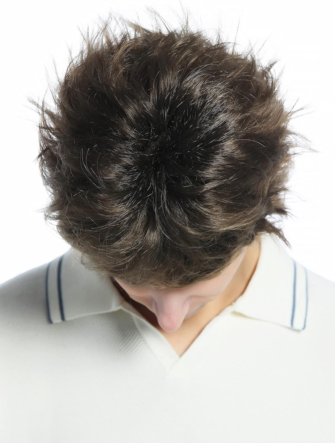 WIG ME up - M-252A-18 Wig Men Women Short Retro 80S Toupeed Wild as Uncombed Brown Medium Brown image number 4