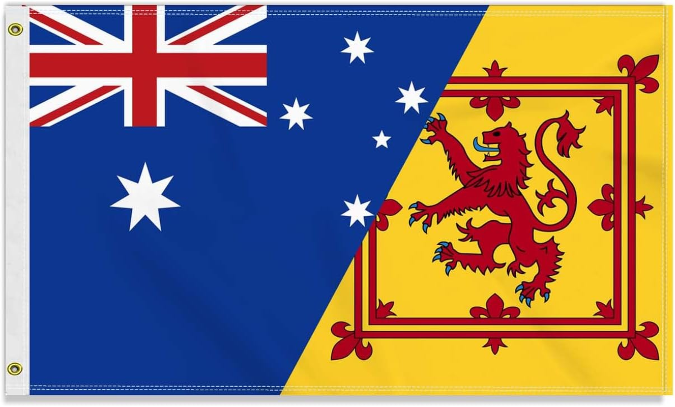 Large 3&times;5 FT Scottish Lion Australia Friendship Flag, Big Scotland Rampant Australian 150D National 2 in 1 Outdoor Banner,Decorgarden with Brass Gromment image number 3
