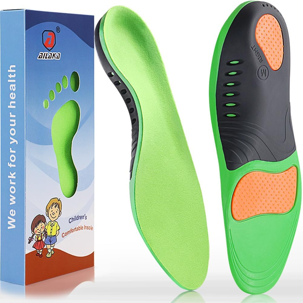Ailaka Kids Orthotic Arch Support Shoe Insoles, Plantar Fasciitis Cushioning Athletic Inserts for Flatfoot Pain Relief Running Walking image number 3