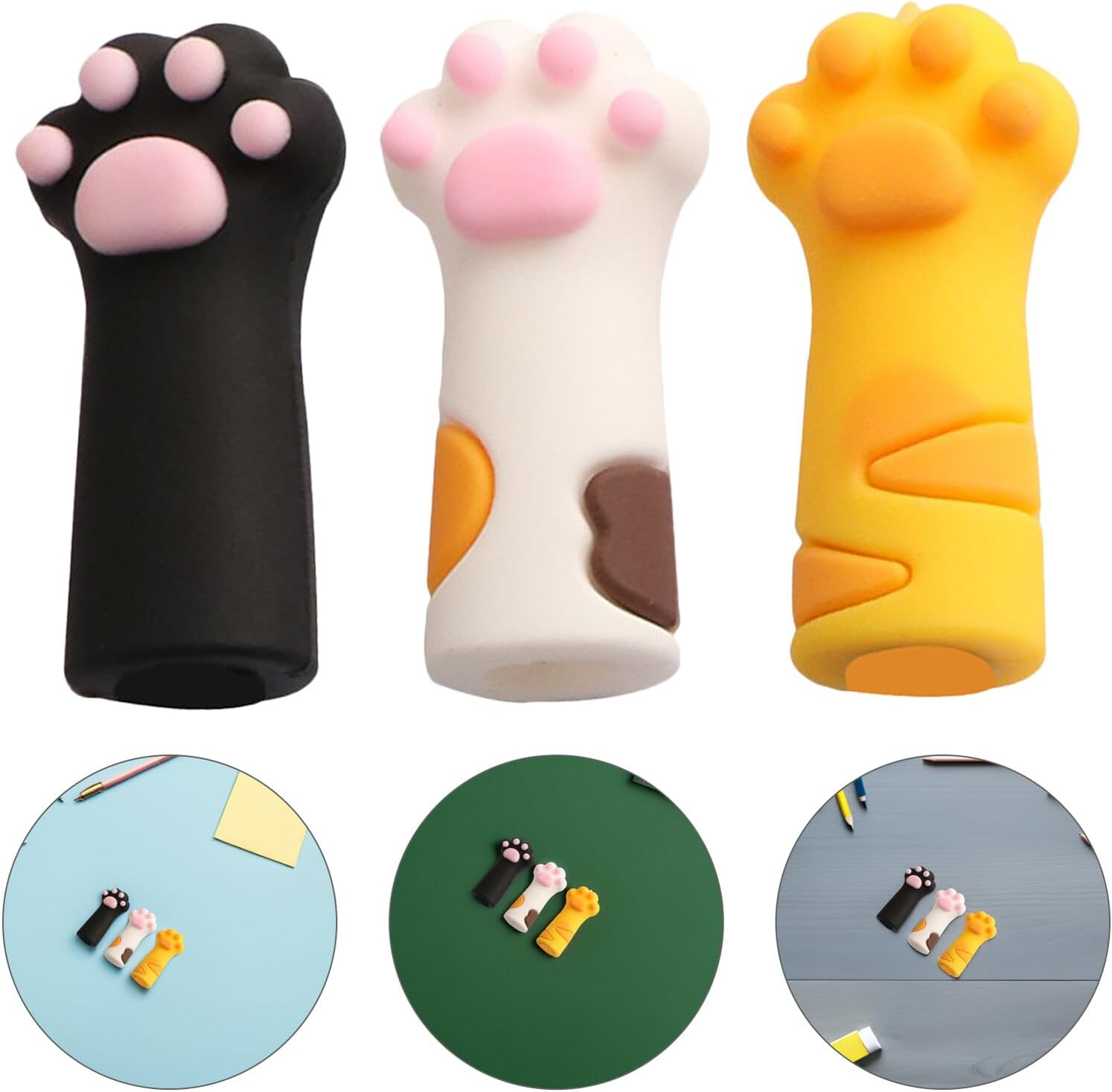 Ipetboom 3Pcs Cat Paw Silicone Nipper Cover for Nail Cuticle Scissors Cuticle Cutter Tweezers Cap image number 3