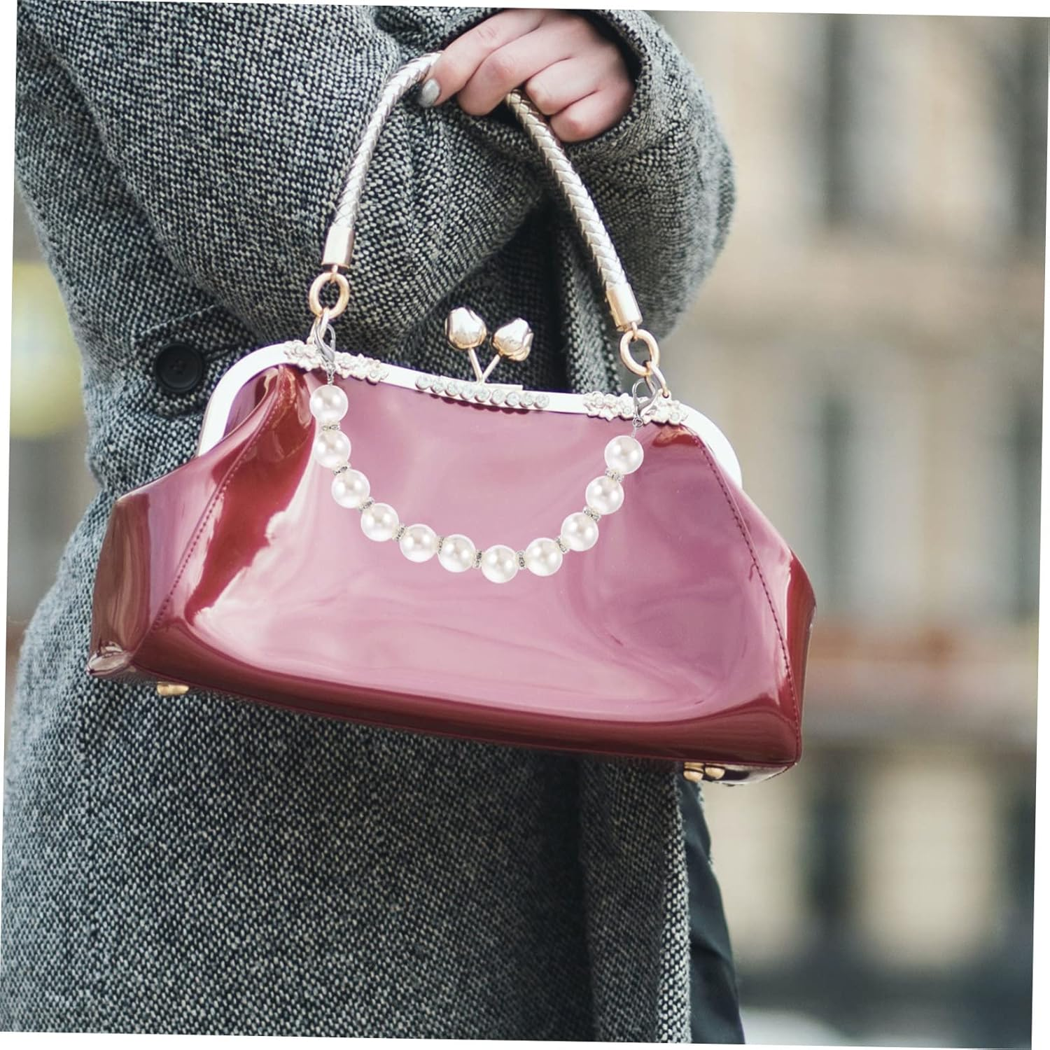 Gogogmee Pearl Chain Bag Strap Replacement Handle Accessory DIY Purse Chain for Luggage Strap image number 3