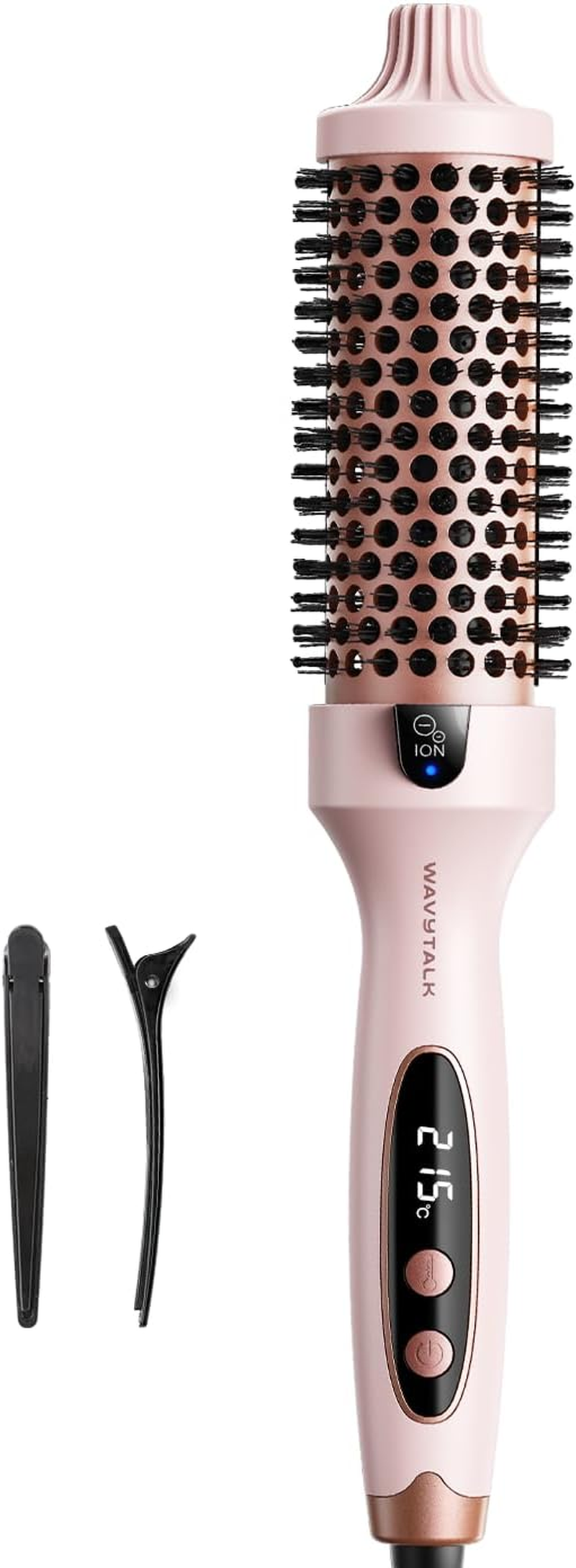 Wavytalk Thermal Brush, Blowout Boost Ionic round Heated Hot Brush, to Make Hair Smoother & Shinier, Easy to Use, Not for Blow Drying, 38Mm Barrel, 5 Temperature Settings, Dual Voltage, Pink
