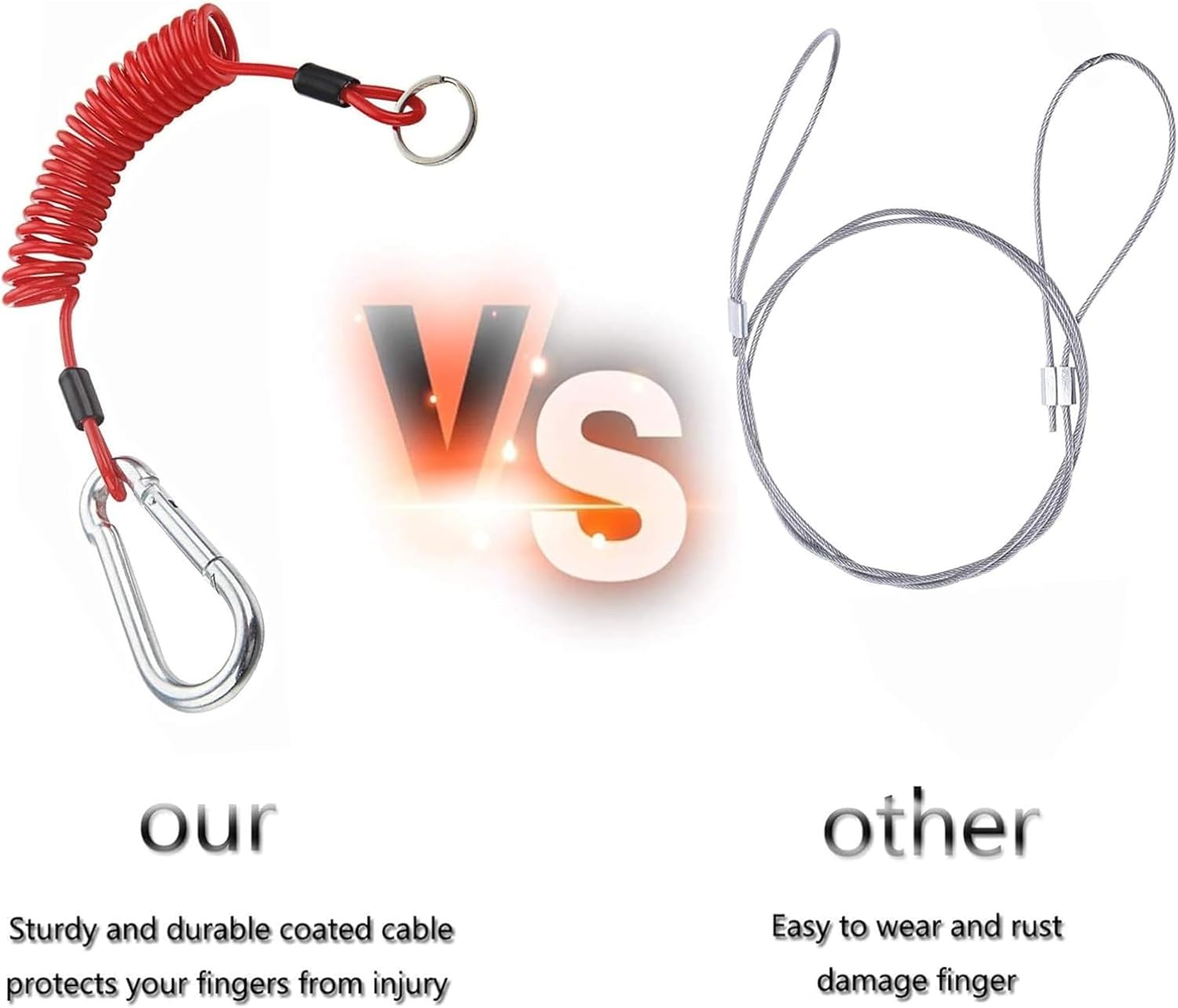 Breakaway Trailer Brake Cable - 6FT Heavy Duty Stainless Steel Coiled Safety Cable with Spring Clip, Uv-Resistant Towing Wire for RV, Camper, Boat & Emergency Brake Replacement image number 3