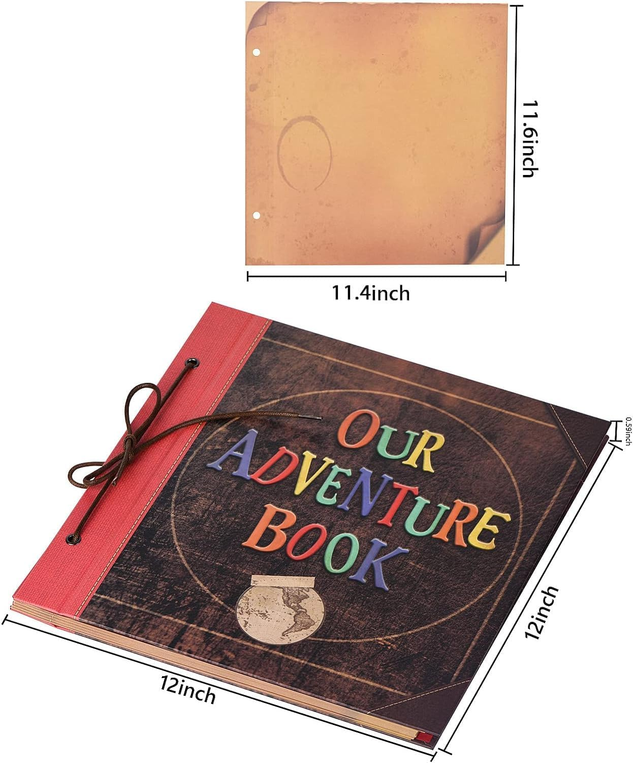 Our Adventure Book 12X12 Inch - Handmade Scrapbook Album for Travel, Wedding, Writing - 60 Pages DIY Memory Album - Perfect for Anniversary, Friends, Family, and Couple Gifts (12In-Adventure Book)