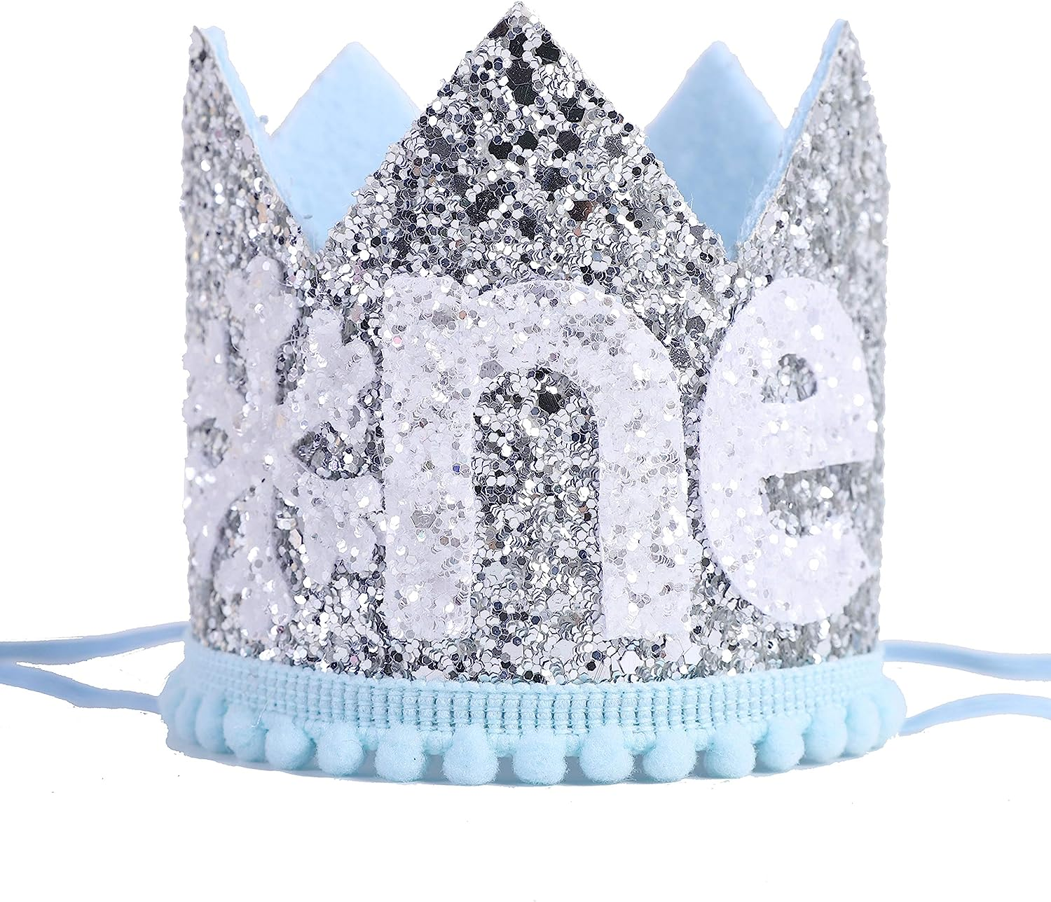 Snowflake Crown 1St Birthday Hat - Prince Charming First Birthday Party Headband， Trim Blue and Silver - Winter Wonderland Party Hat for Boy - Best Photo Booth Props， Backdrop Cake Smash (Blue Silver)