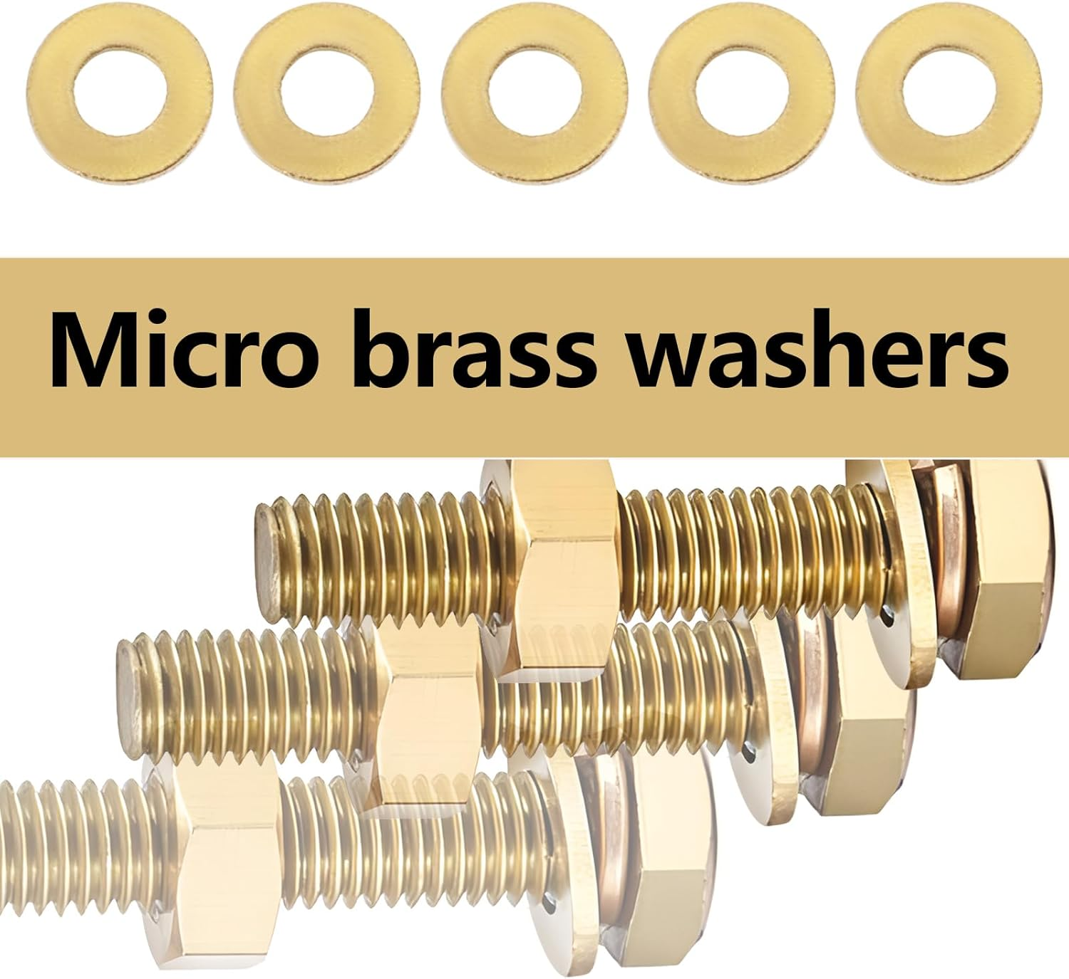 Emagtech 50PCS M1.0 Miniature Brass Washers, Flat Copper Sealing Washers Copper Brass Flat Gaskets Fixing Rings Hardware Fittings image number 3