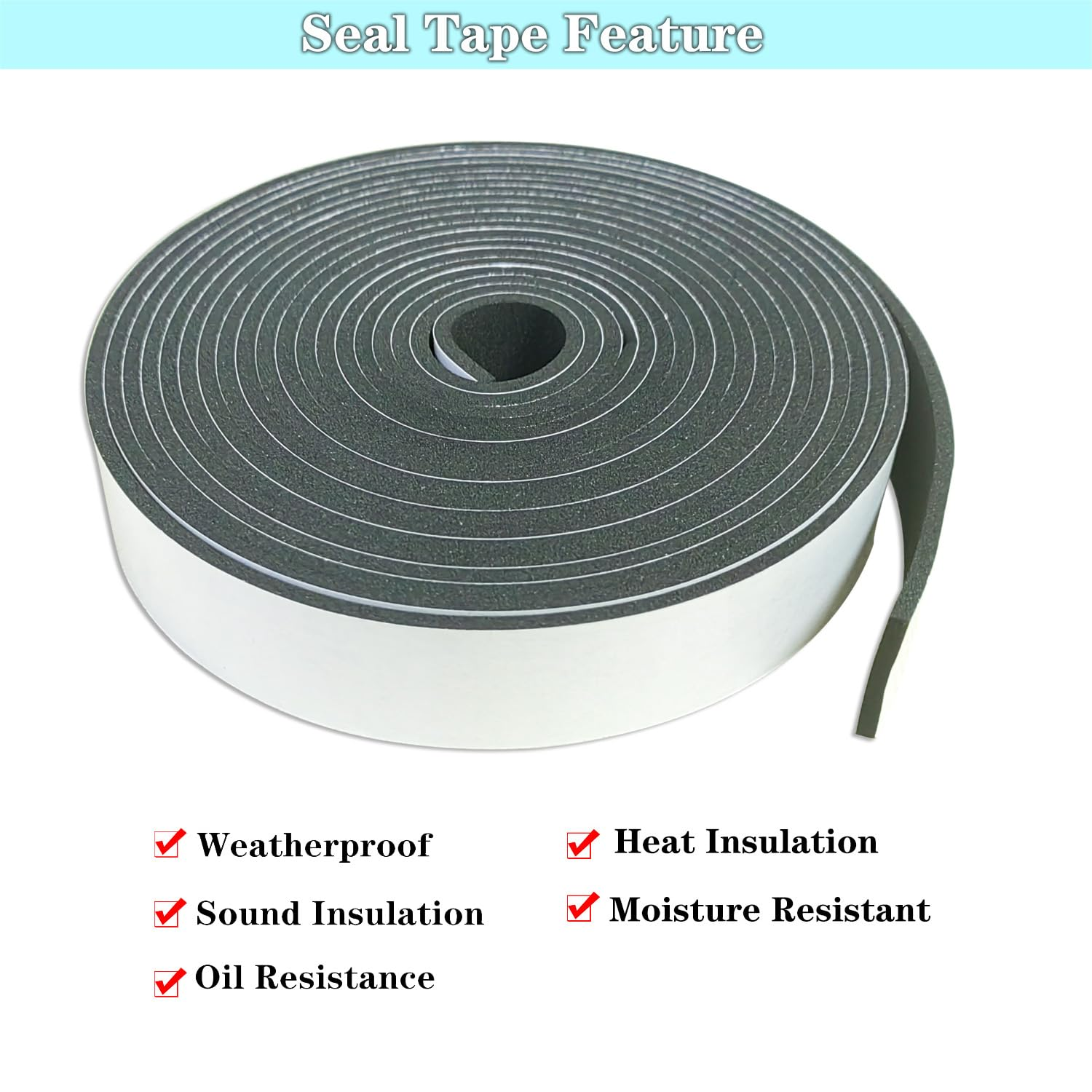 Weather Stripping Door Seal Strip,High Density Foam Tape,1 in X1/8 in X 32.8 FT Self Adhesive Foam Insulation Tape for Doors and Windows,Sliding Door,Soundproofing Door, Air Conditioning Seal Strip image number 4