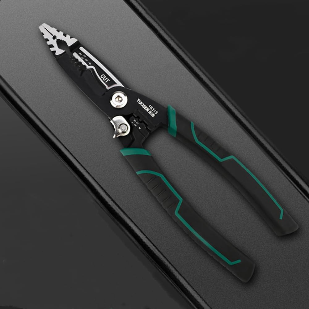 7-In-1 Wire Stripper Tool, Wire Breaking Pliers, Cable Cutters, Needle Nose Plier, Multifunctional Electrician Pliers for Crimping, Cutting, Stripping, Shearing, Clamping