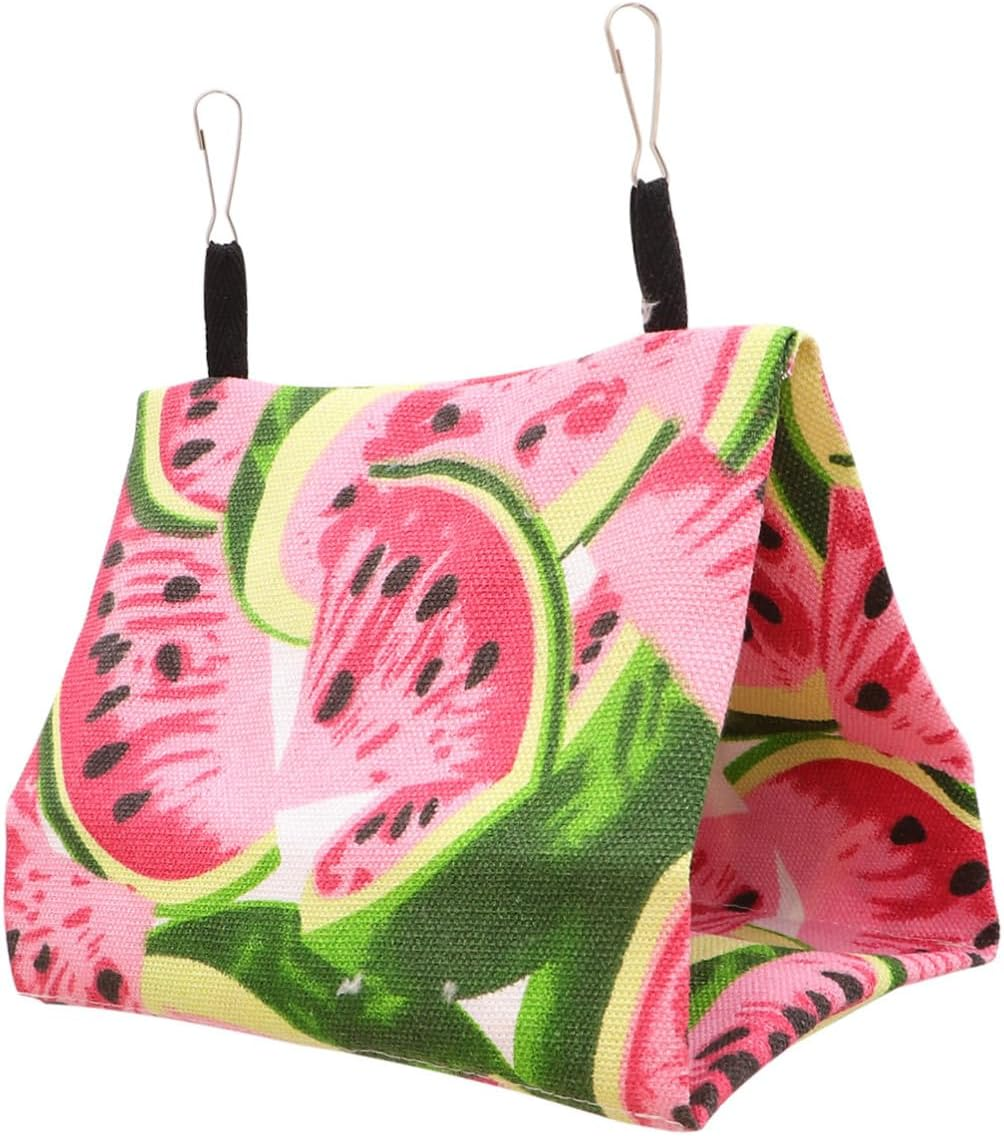 COHEALI Watermelon Pattern Canvas Parrot Nest Hammock L 30X19X21Cm Indoor Bird House Sleeping Pad for Parrots image number 2