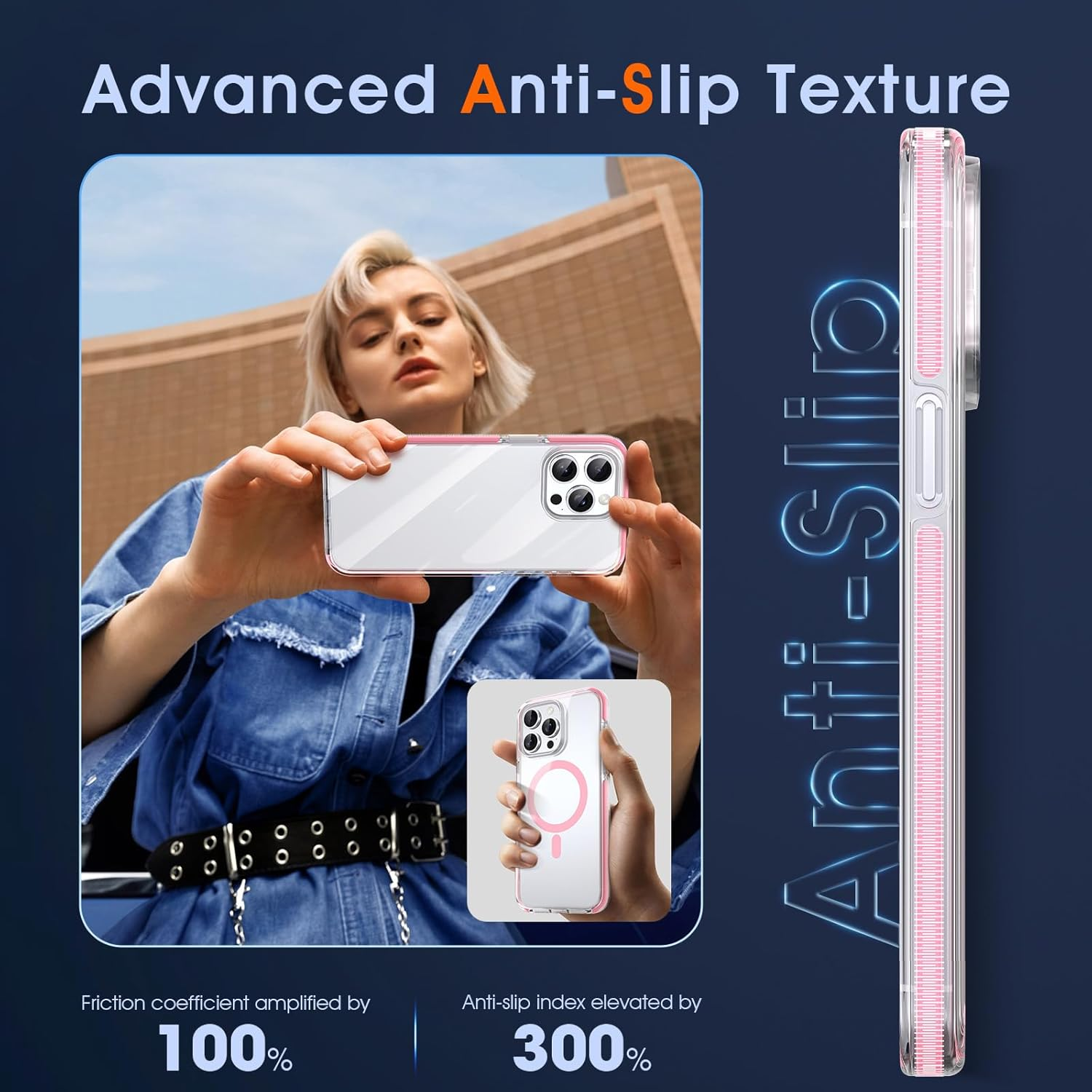 MILPROX Compatible with Iphone 15 Pro Max Case - Compatible with Magsafe - Magnetic Clear Trasparent Design - Non-Yellowing Anti-Slip - Shockproof Bumper Phone Cover - Pink image number 4