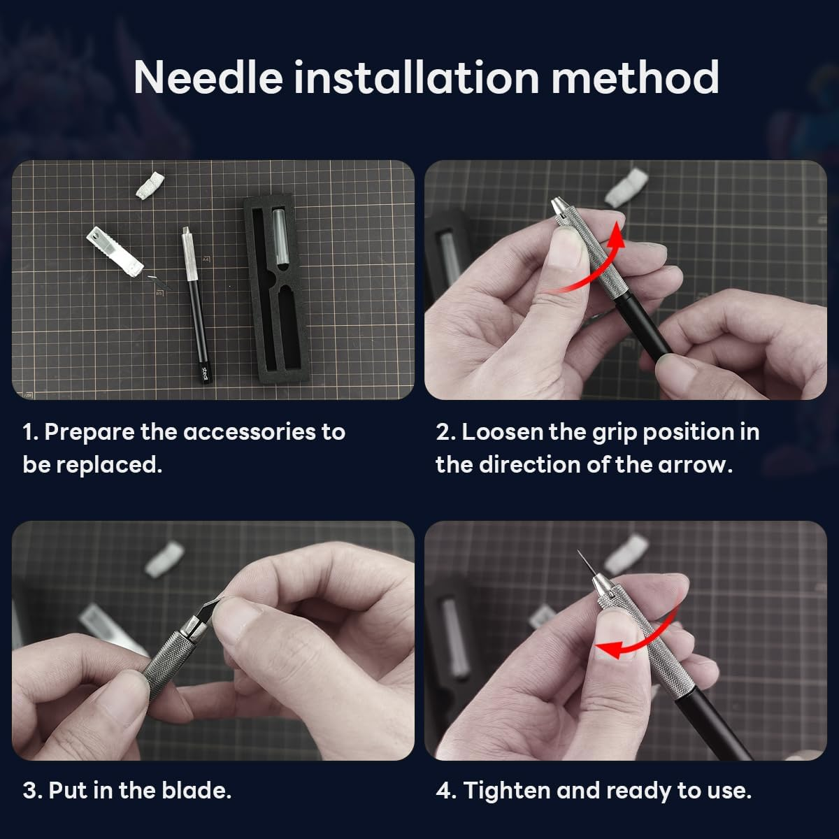 Stedi Craft Hobby Knife Kit, Model Hobby Making Tools, All Metal Precision Craft Knife with 20PCS Blades for Gundam, Scale Military Model, 3D Resin Parts image number 6