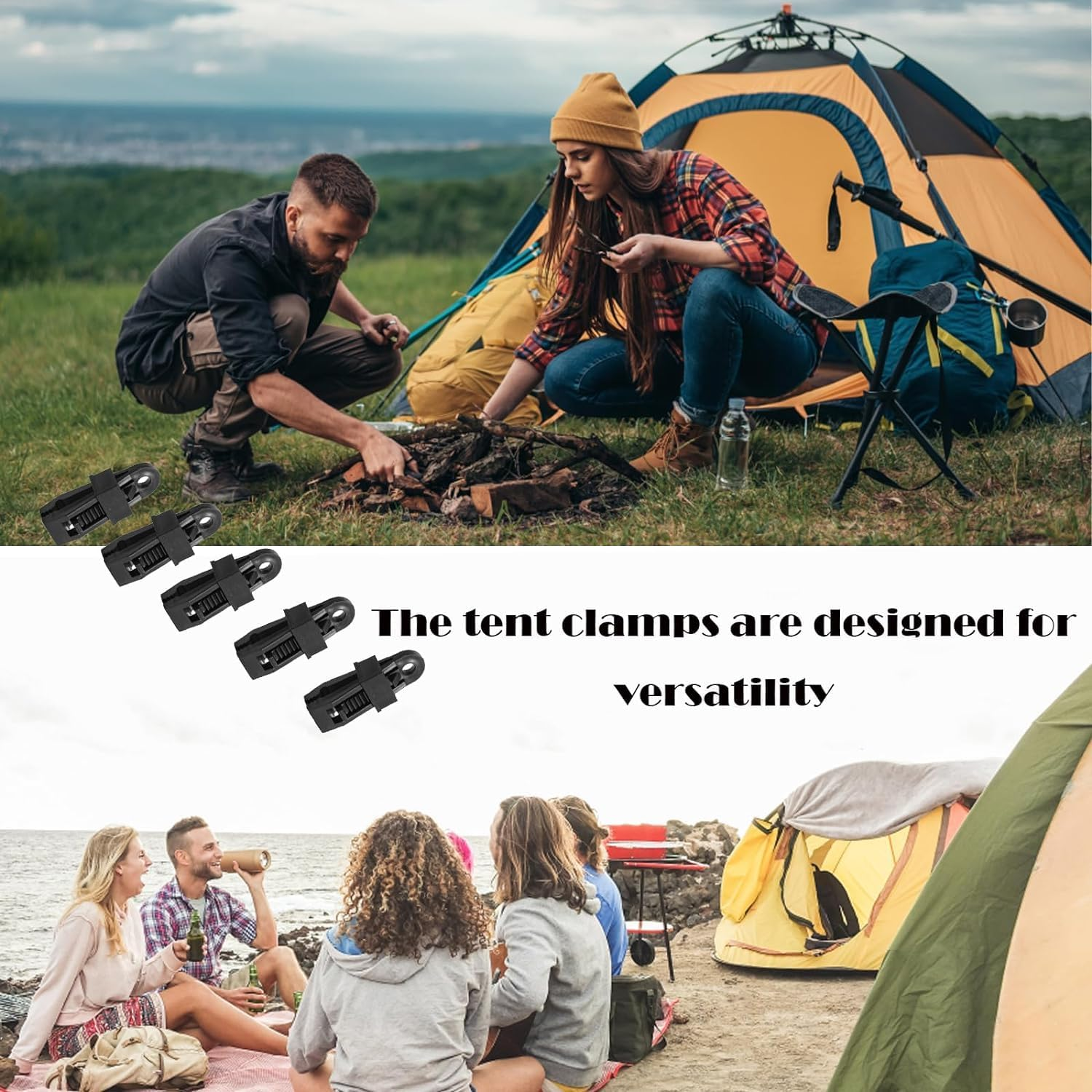 Black Tarp Clamps Heavy Duty - 15Pcs Tent Tarpaulin Clips with Lock Grip Thumb Screw - Camp Tent Clamp for Outdoor Use image number 5