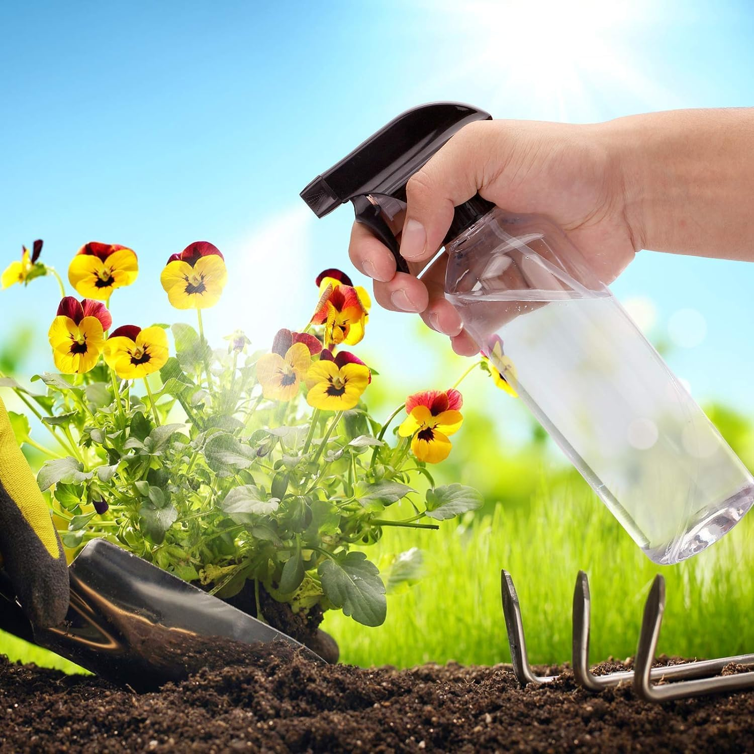 4 Pack 16Oz Plastic Spray Bottle, Empty Spray Bottles Clear and Refillable Container with Labels & Adjustable Nozzle for Water, Essential Oils, Hair, Cleaning Products, Plants, Pet, BBQ image number 6