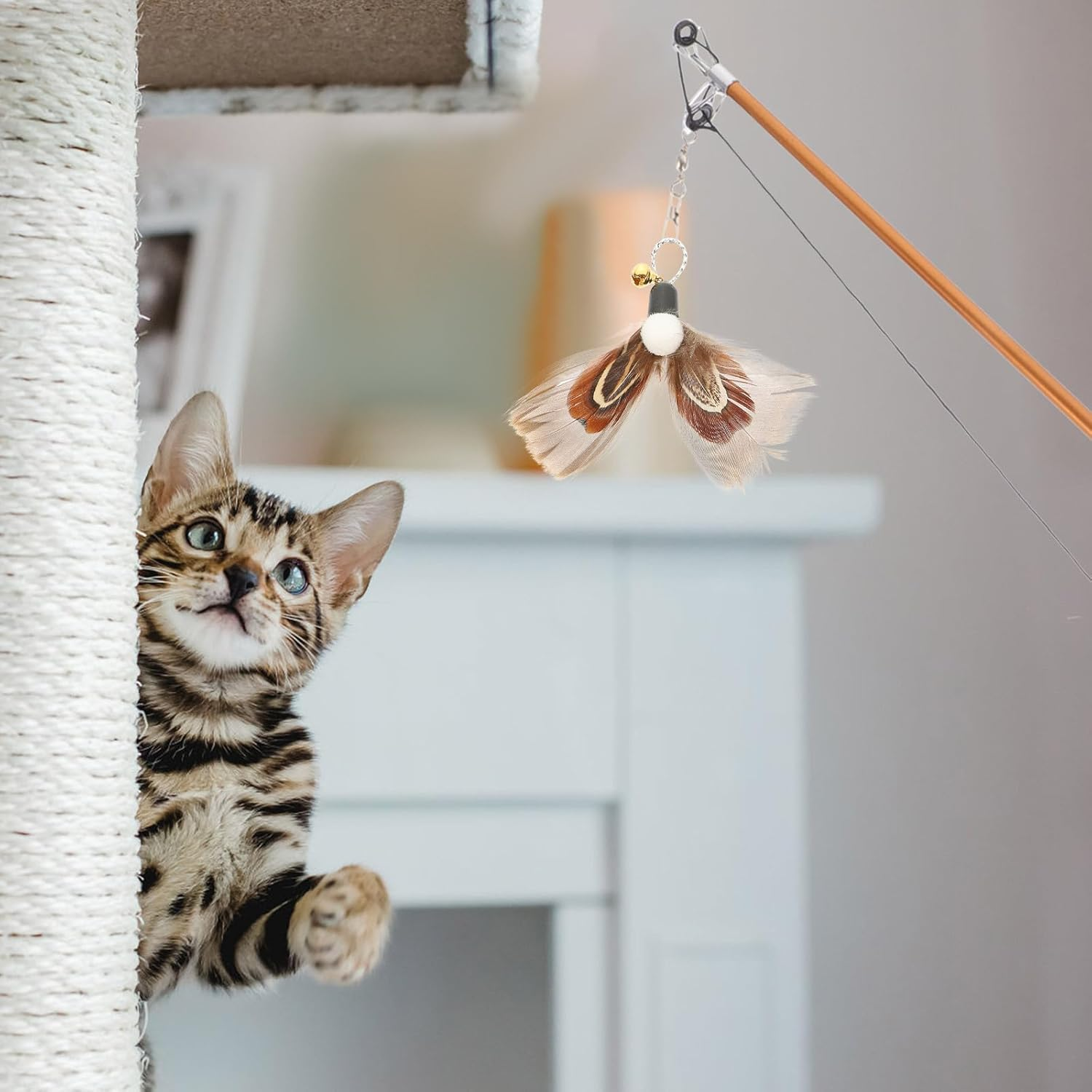 DOITOOL Replacement Head for Cat Teaser, Cat Toy for Home Cats, Cat Mouse Toy, Refill Packs for Cat Magic Sticks, Stick, Replacement, Insect, Kittens, Plastic, Pack of 6 image number 2