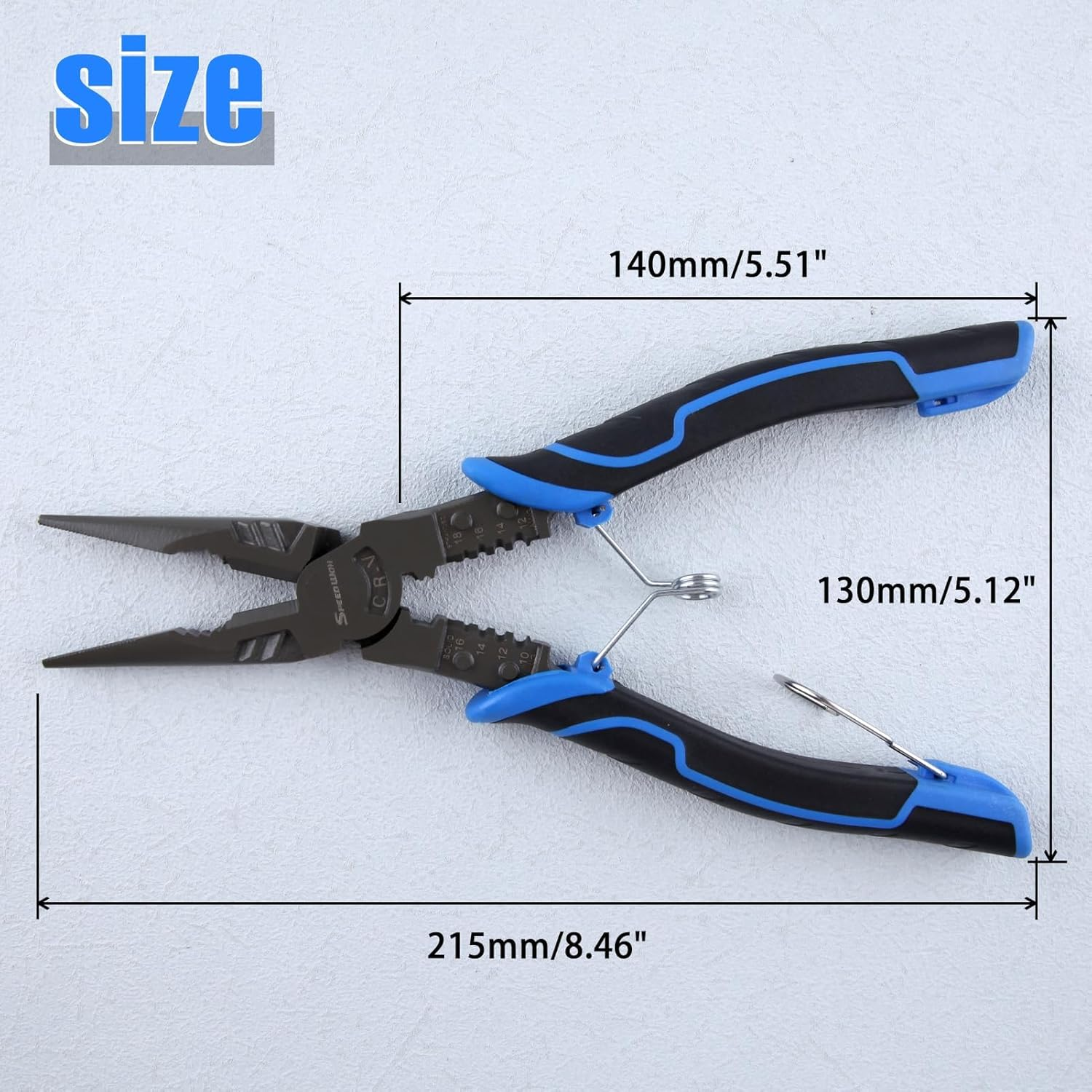 SPEEDWOX 9" Long Needle Nose Pliers with Wire Stripper Crimper Wire Cutters Side Cutters Diagonal Cutters Combination Pliers High-Leverage Plier for Bending Crimping Stripping Twisting Cutting Wires image number 5
