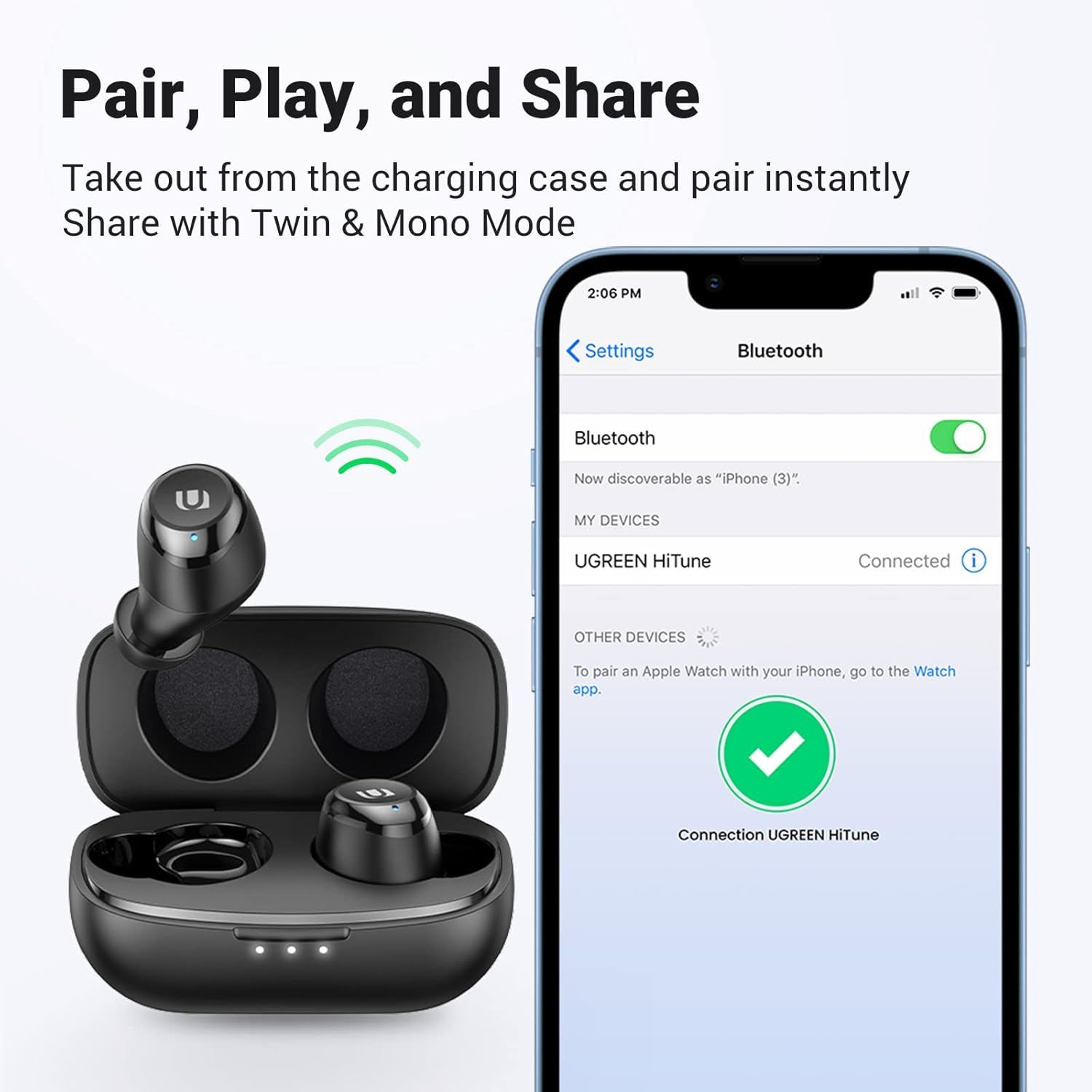 UGREEN Hitune True Wireless Earbuds 80606 (V28-ACBUGN80606) image number 6