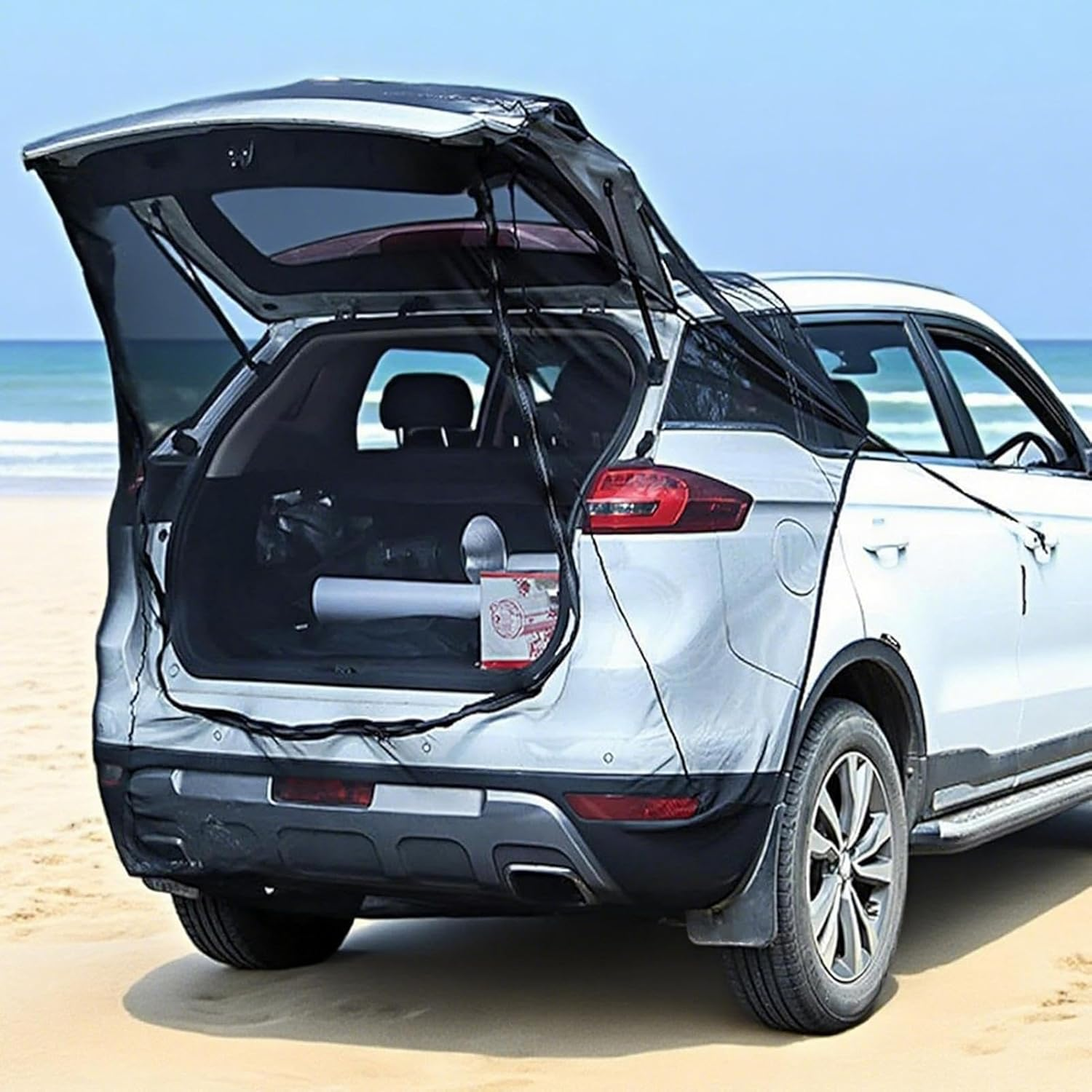 Tent Tailgate Shelter - Car Awning Camping Sun Shelter | Car Awning Tent | Anti-Gnat Mesh Cover Ventilation for Tailgate Setups Toilet Privacy for Beach Roadside RV Truck Bed Long Travel - 185X205Cm image number 3