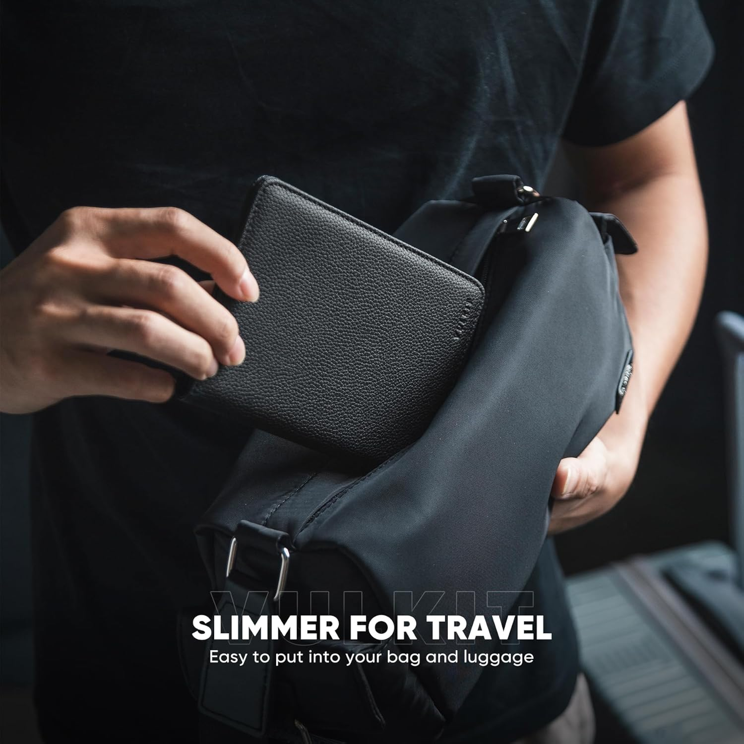 VULKIT Passport Holder RFID Blocking with Magnetic Closure Travel Wallet Passport Book Cover Boarding Pass Holder Travel Essentials - Brown image number 6