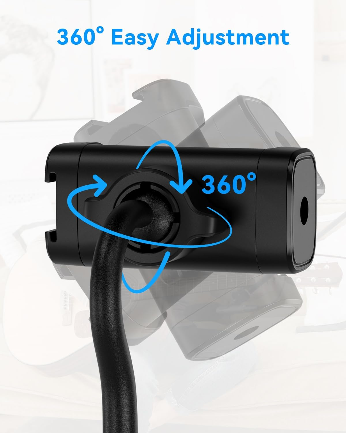 ALAFLY Guitar Phone Holder for Guitars/Ukulele/Bass/Electric Guitar, Adjustable Rotatable Guitar Clip Designed for Guitar Players Ideal for Recording Equipment Accessories Guitar Mount Gifts for Men image number 2