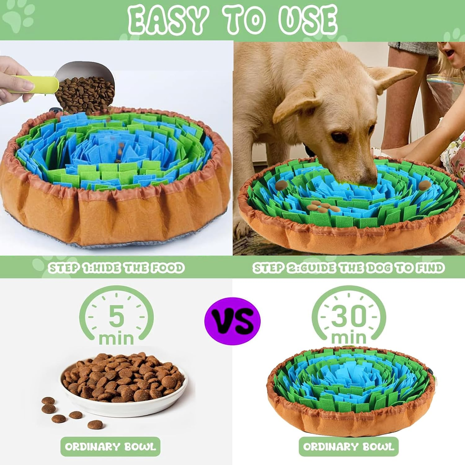 Snuffle Mat for Dogs,Interactive Dog Puzzle Toys for Boredom,Adjustable Dog Feeding Mat for Smell Training,Slow Eating and Stress Release,Encourages Natural Foraging Skills for Large to Small Dog,Cat