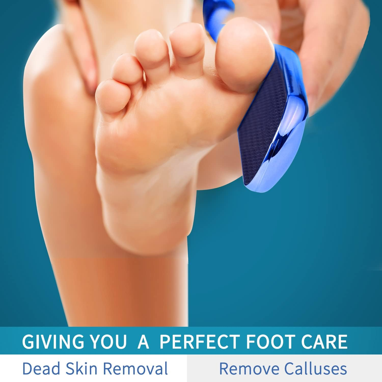 Glass Foot File for Dead Skin Feet Callus Remover, Foot Scrubber Dead Skin Remover Heel Scraper, Heel Rasp for Wet and Dry Feet(Color:Blue)