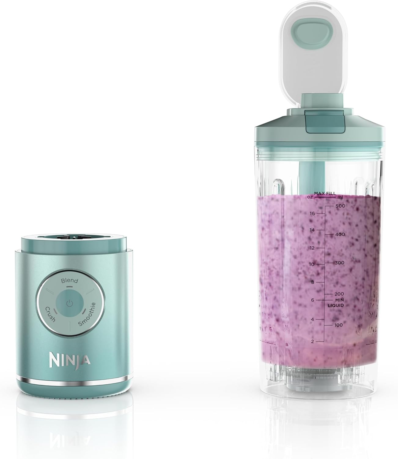 Ninja Blast Max, Portable Blender + Twist & Go, Personal Smoothie, Blend, Ice Crush, 3 Programs, Cordless, 22Oz Removable Vessel, Dishwasher Safe, Leakproof, Sea Glass, BC251MT image number 1
