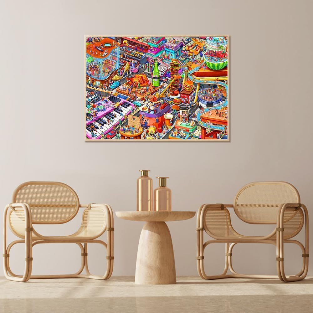 Jigsaw Puzzles for Adults 1000 Piece Jigsaw Puzzles for Adults Challenging Game Puzzles with Letters on Back（Little People'S World Party） image number 1