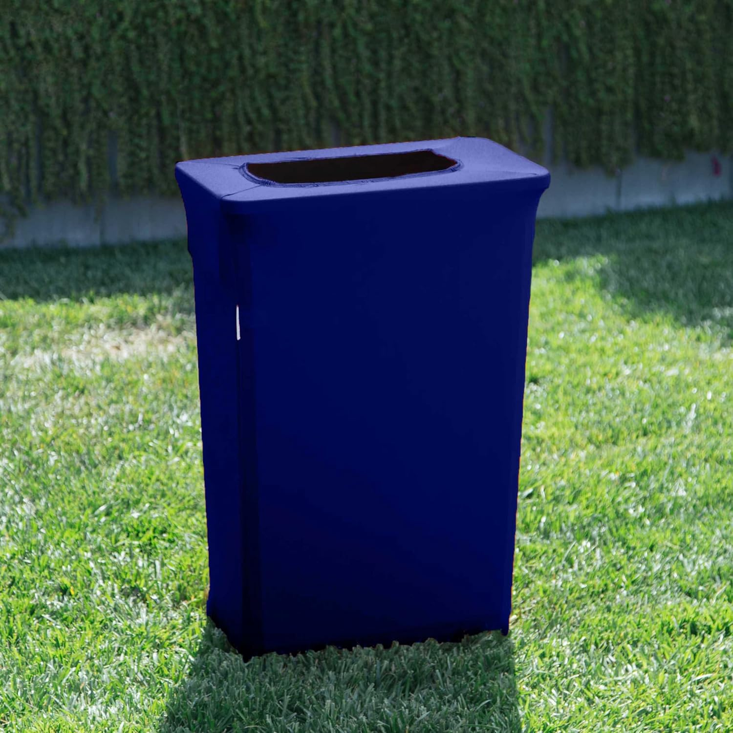 LA Linen Stretch Spandex Trash Can Cover for Slim Jim 23-Gallon, Royal Blue image number 5