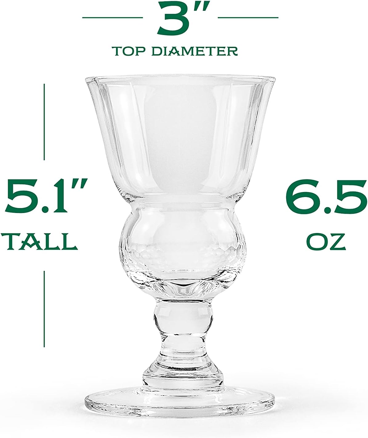 Vintage Crystal Liqueur Glasses, Absinthe, Sambuca, Raki, Pastis, Ouzo | Set of 4 | Short Stemmed 6.5 Oz Goblets with Bubble Reservoir for Drinking Green Fairy | Handblown Small Wine Bistro Glassware image number 2