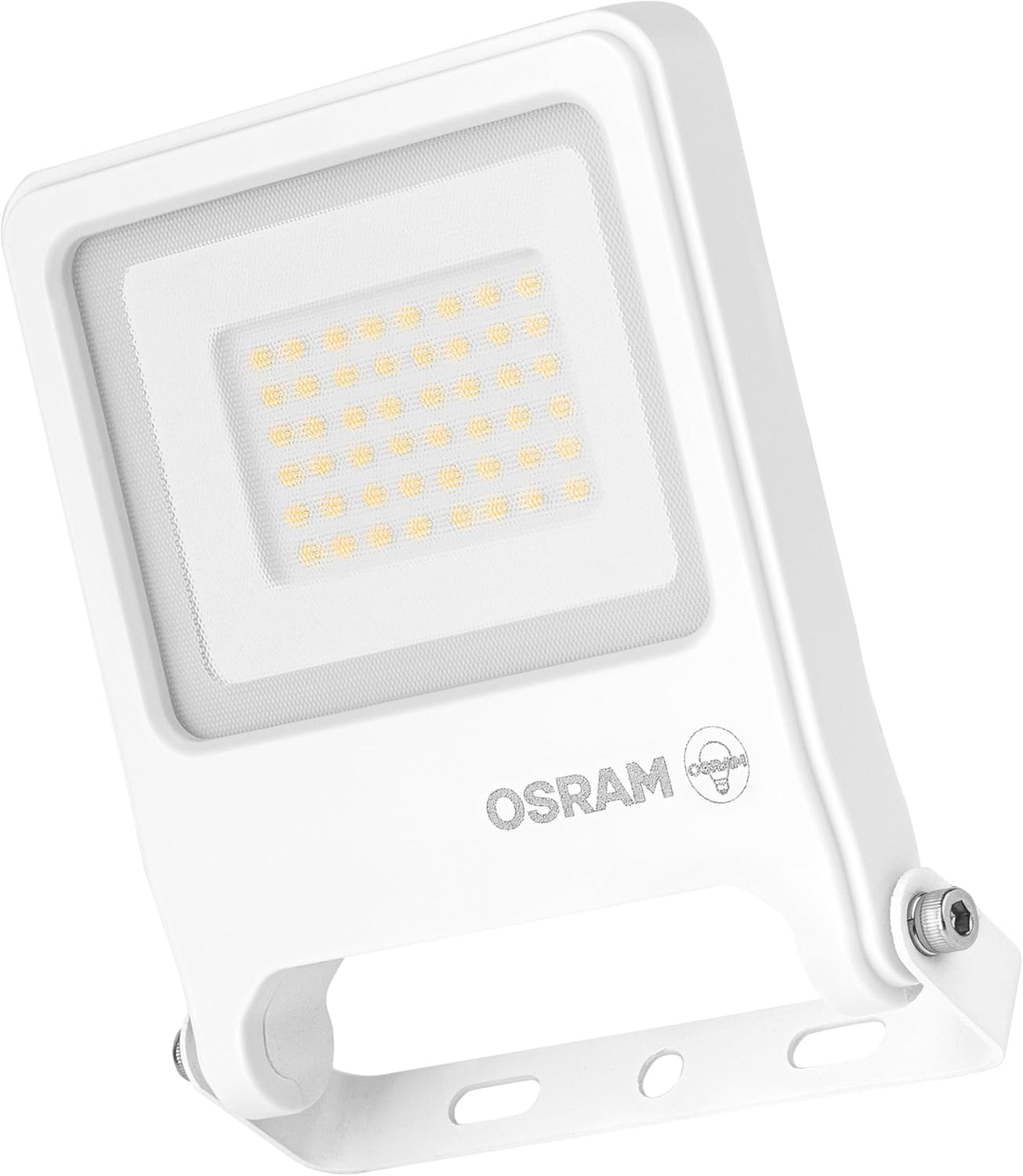OSRAM Endura Flood PC 30W LED Floodlight, Warm White 3000K, 3000 Lumens, IP65 White Projector, Recycled Material, 180&deg; Rotating, White