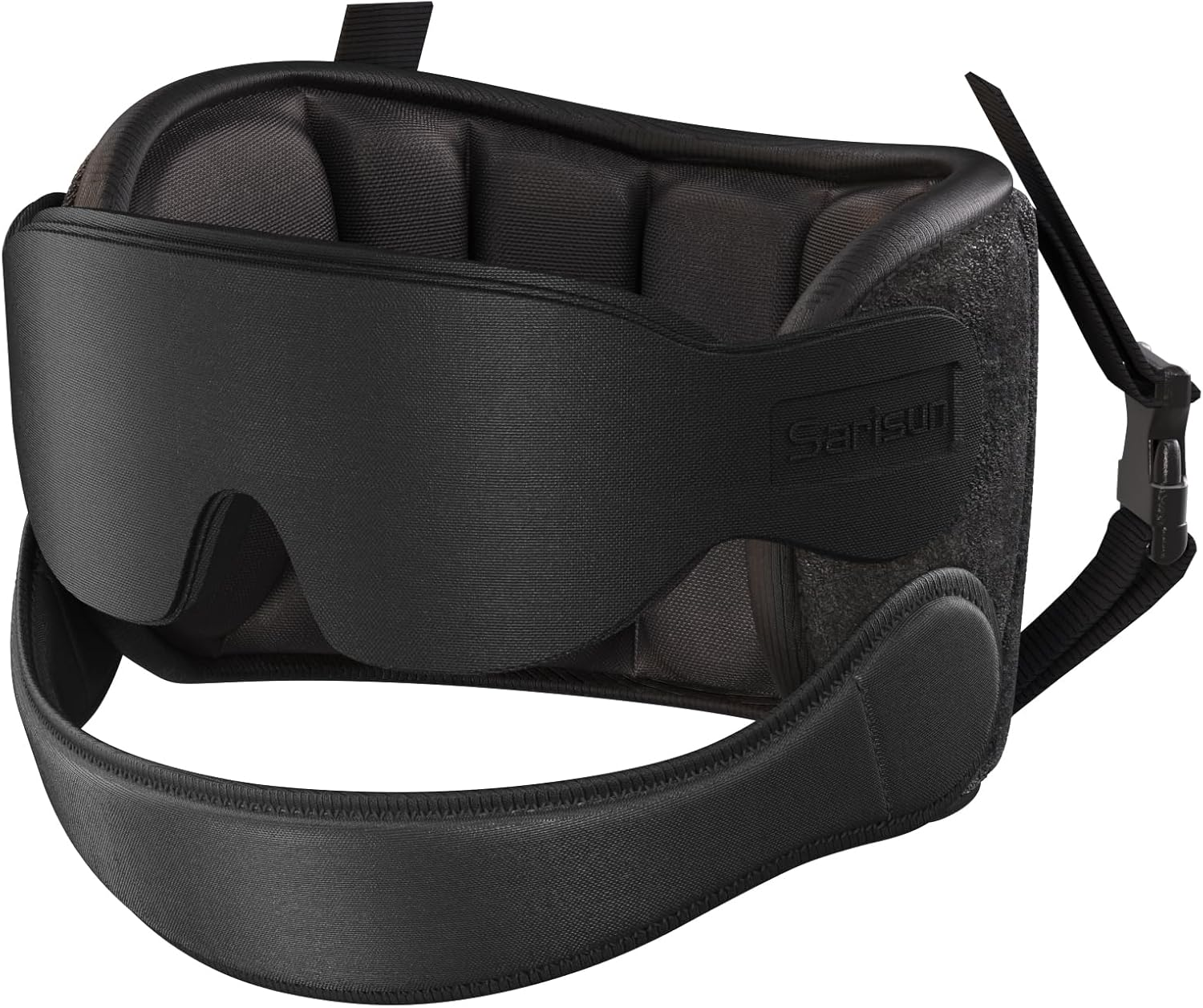 SARISUN Travel Pillow for Airplanes, Airplane Pillow with Eye Mask for Long Flight, Flight Pillow for Sleeping Travel, Travel Pillow for Road Trip, Headrest Combo with Chin Strap, Black image number 6