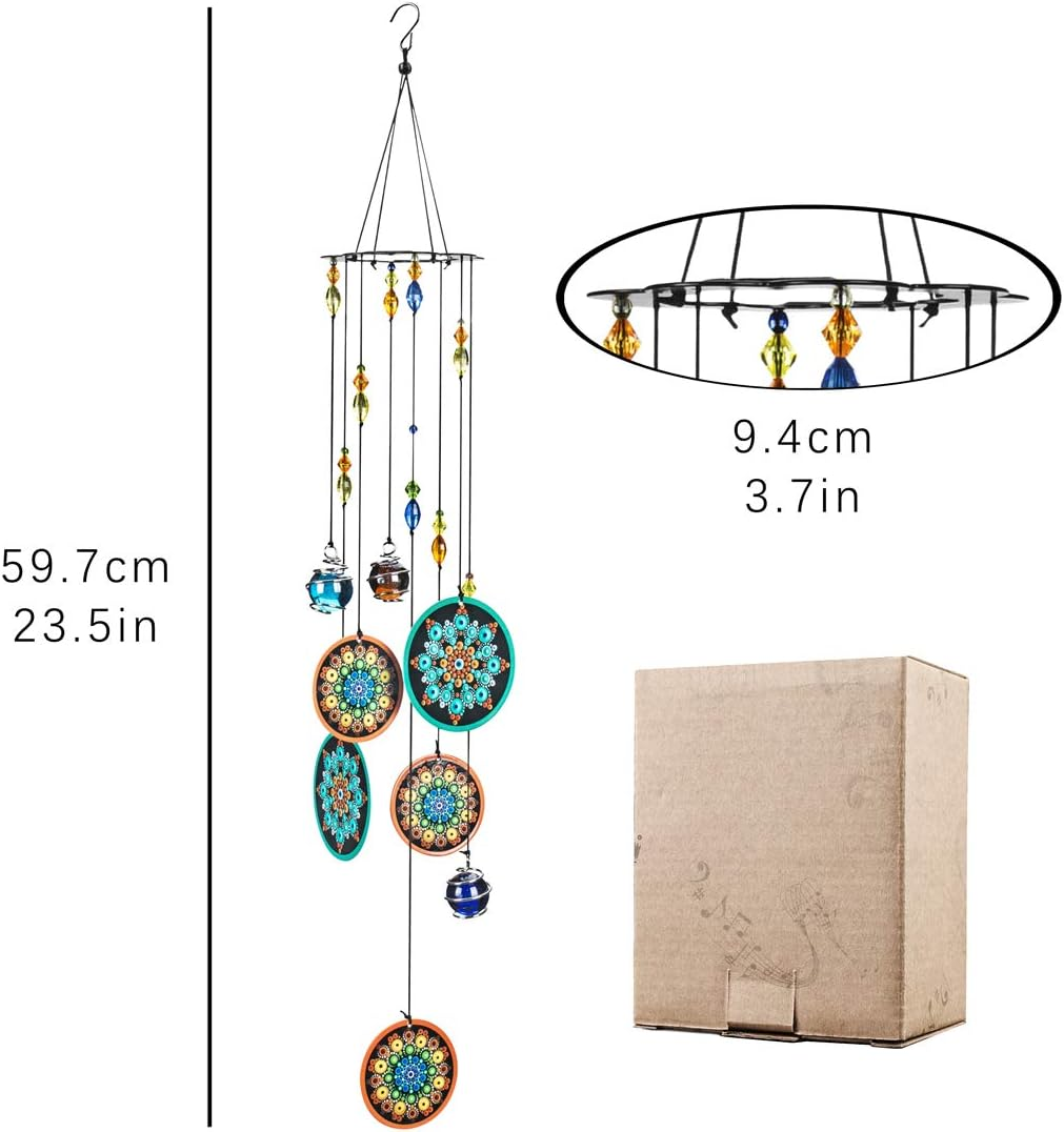 YU FENG Metal Flower Wind Chimes 23.5" Outdoors Window Garden Hanging Windchimes for Outside image number 1