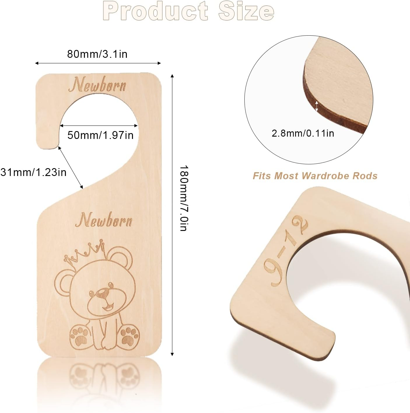 SAVITA Wooden Baby Clothes Dividers, 7Pcs Wood Closet Dividers Month Baby Closet Organizer from Newborn to 24 Months, Nursery Hanger Decor for Boys Girls Infant Wardrobe (Animal) image number 1