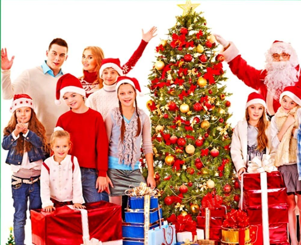 2Pcs Children Christmas Santa Hat,Kids' Double-Layered Luxury Plush Christmas Santa Claus Xmas Cap Hat image number 3