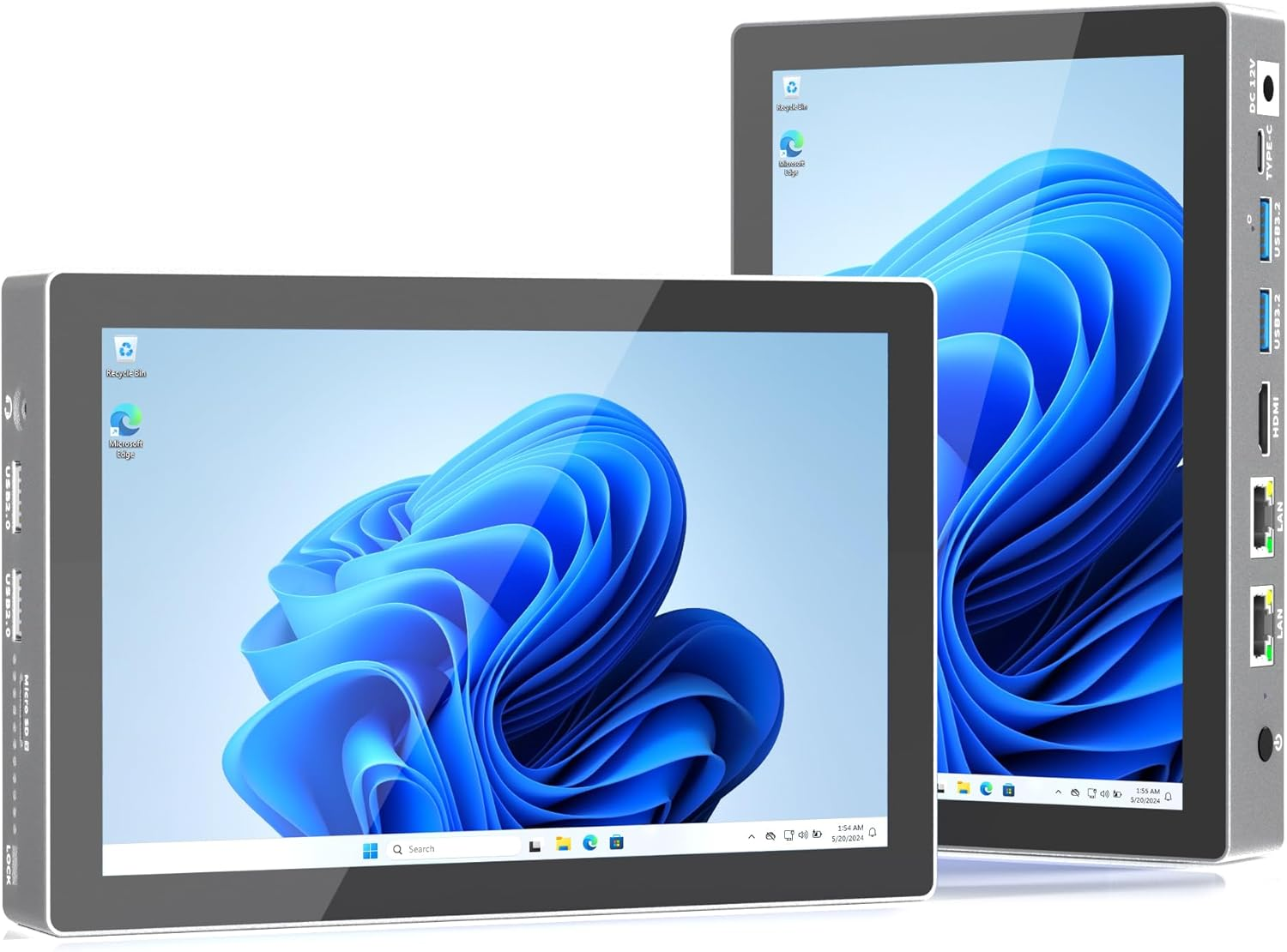 HEIGAOLAPC Mini PC 12Th Gen N100 Win 11 Pro 7" Screen 16GB RAM 512GB ROM Mini PC with Screen USB-C Mini Computer Wifi 5 BT 5.0 4K Display HDMI Dual 2.5Gbe Desktop Computer (16+512 with Screen)